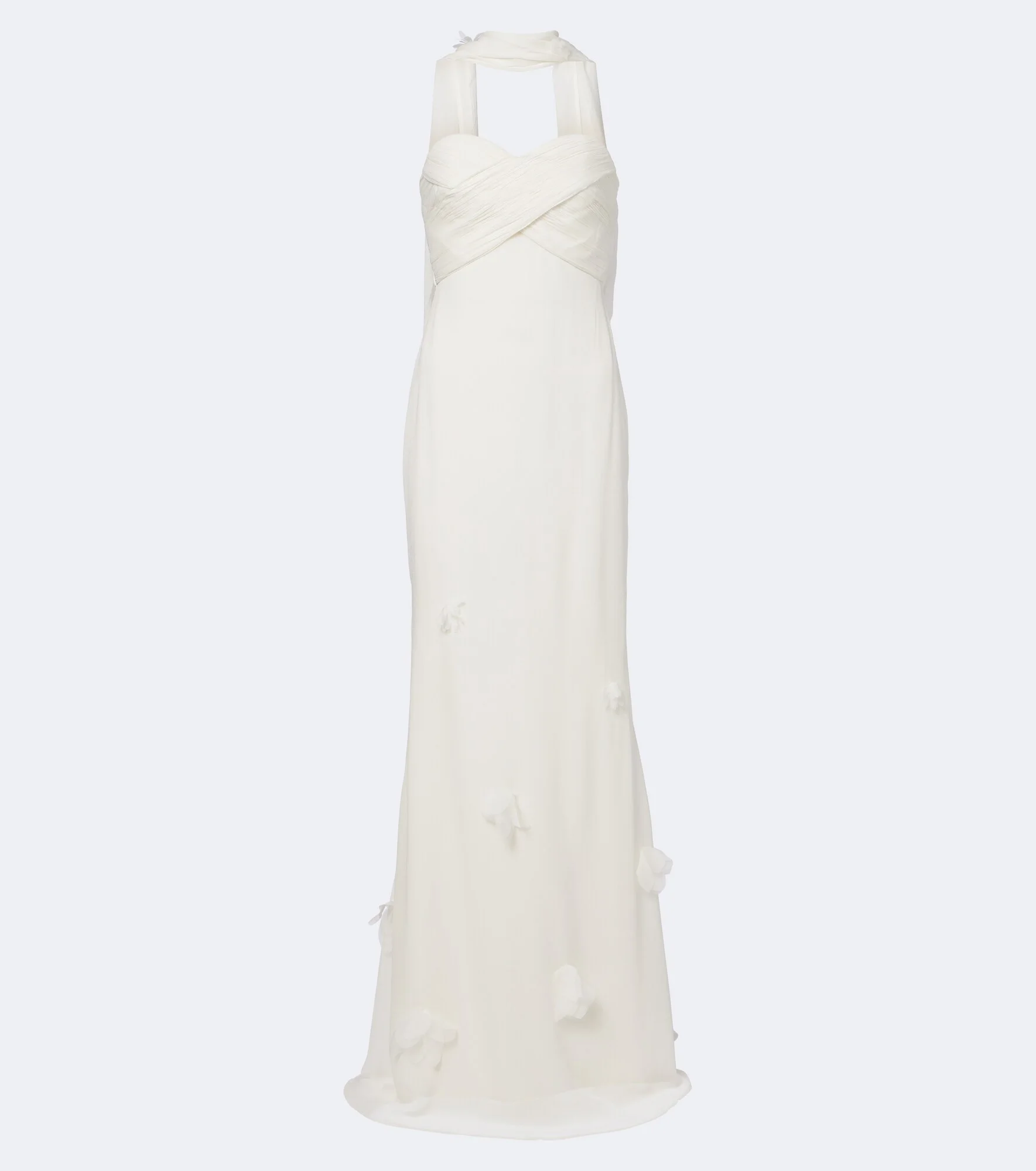 Bridal floral-appliqué chiffon gown - 1