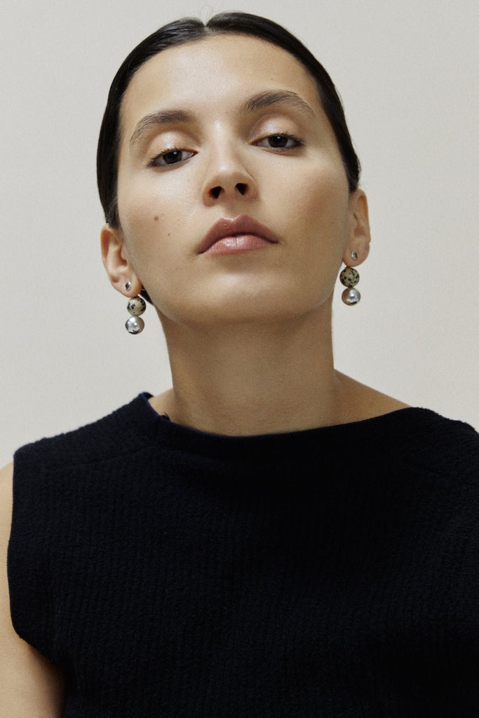 MARBLE & SPHERE EARRINGS SILVER - 4