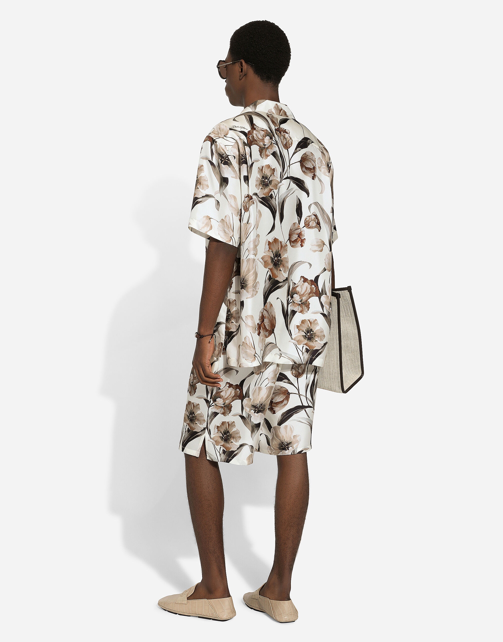 Floral-print silk jogging shorts - 3