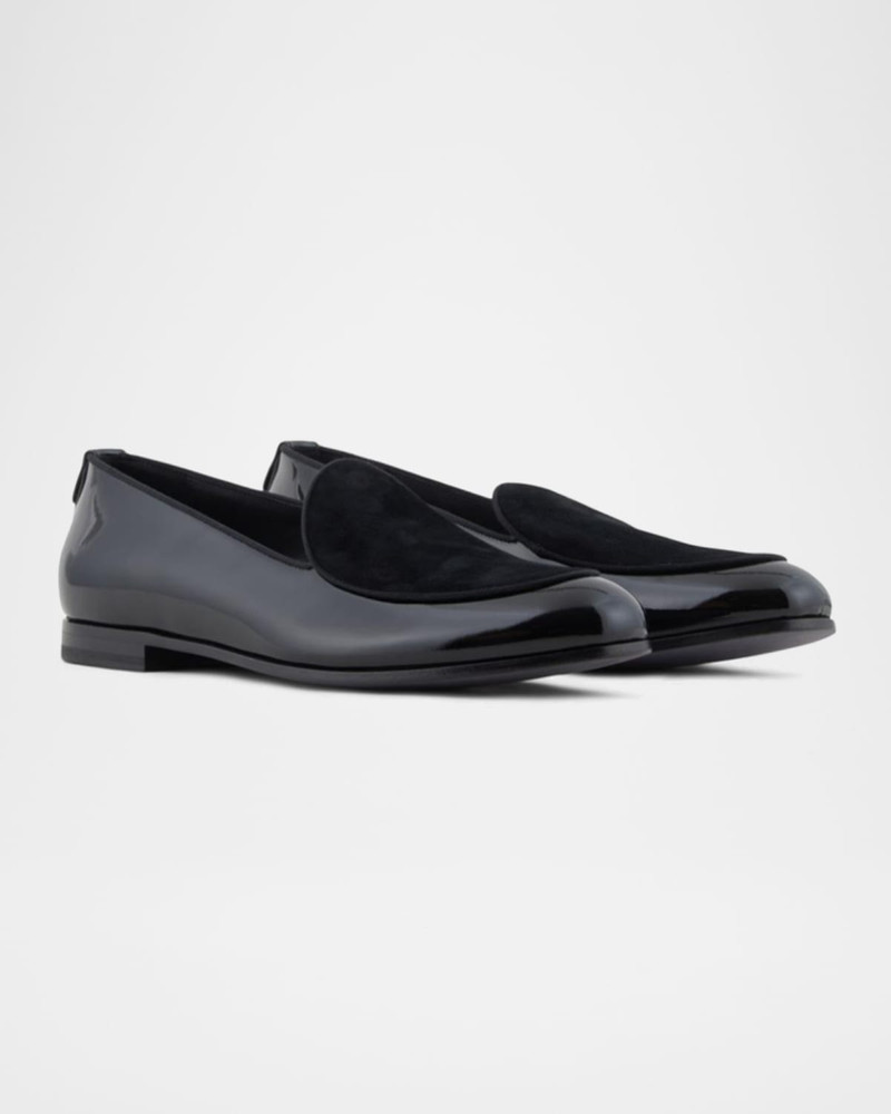 GIORGIO ARMANI Men's Leather and Velvet Loafers outlook