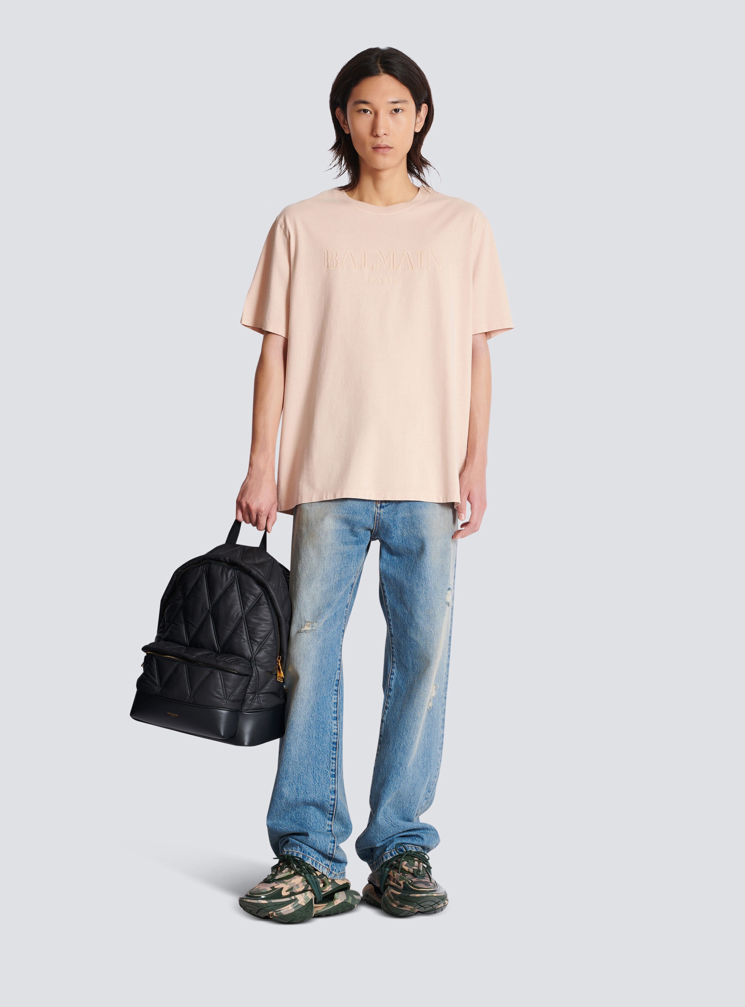 Loose T-shirt with vintage Balmain embroidery - 2