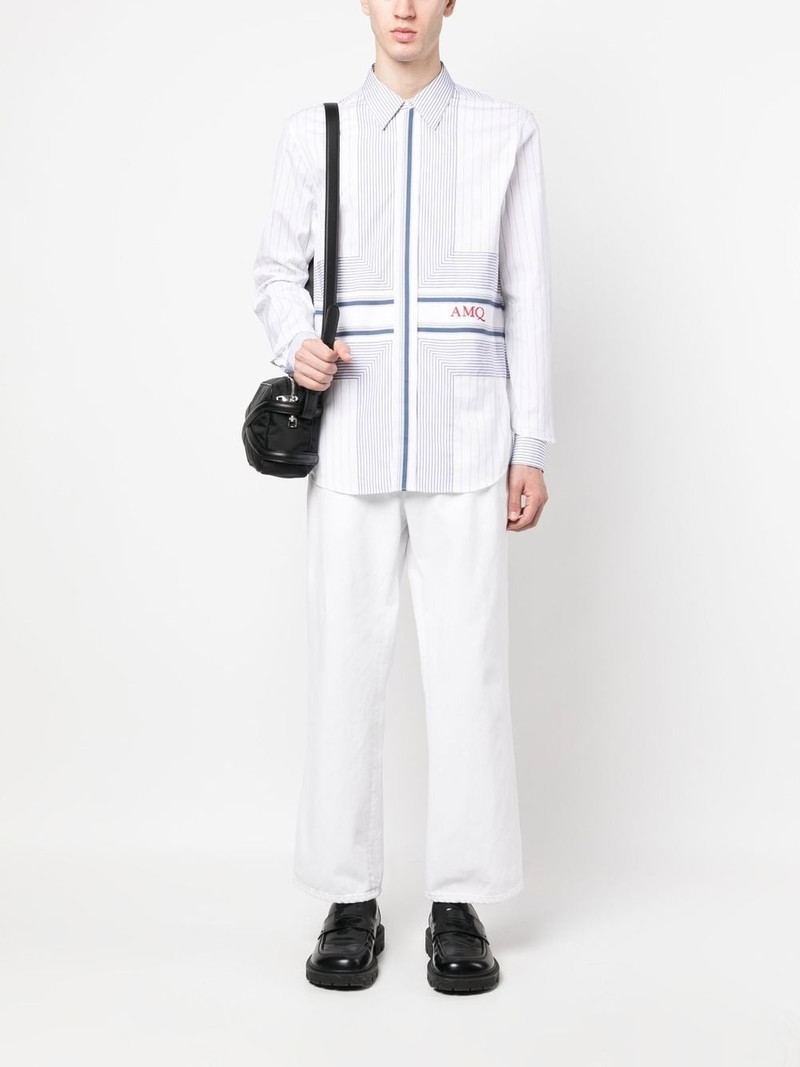 Alexander McQueen pinstriped logo-print shirt outlook