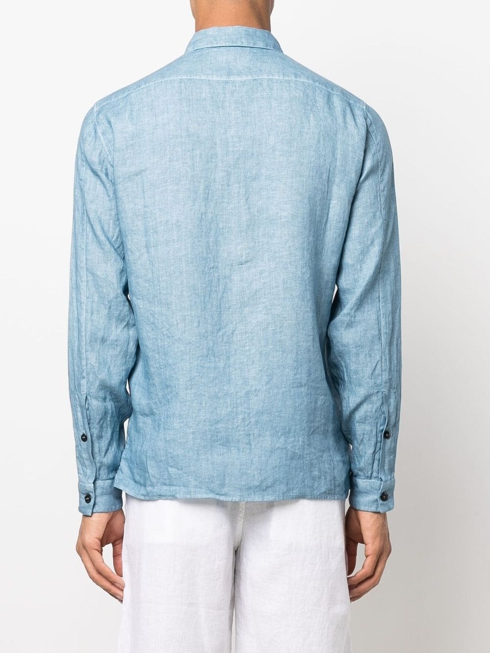 Compass-embroidered linen shirt - 4