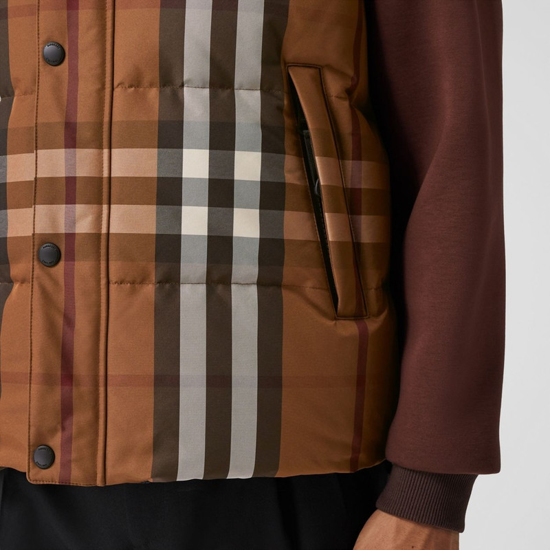 Packaway Hood Reversible Check Nylon Puffer Gilet 7