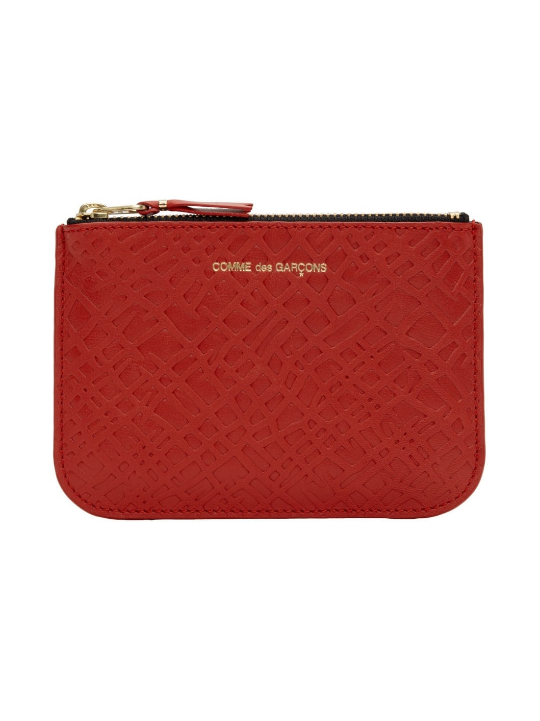 Red Small Embossed Roots Pouch - 1