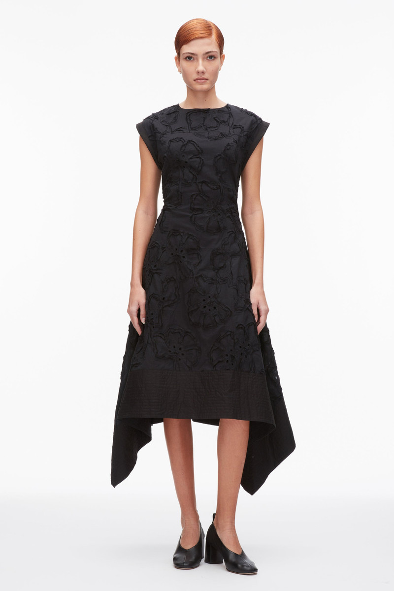 Embroidered Belted Midi Dress with Handkerchief Hem 1