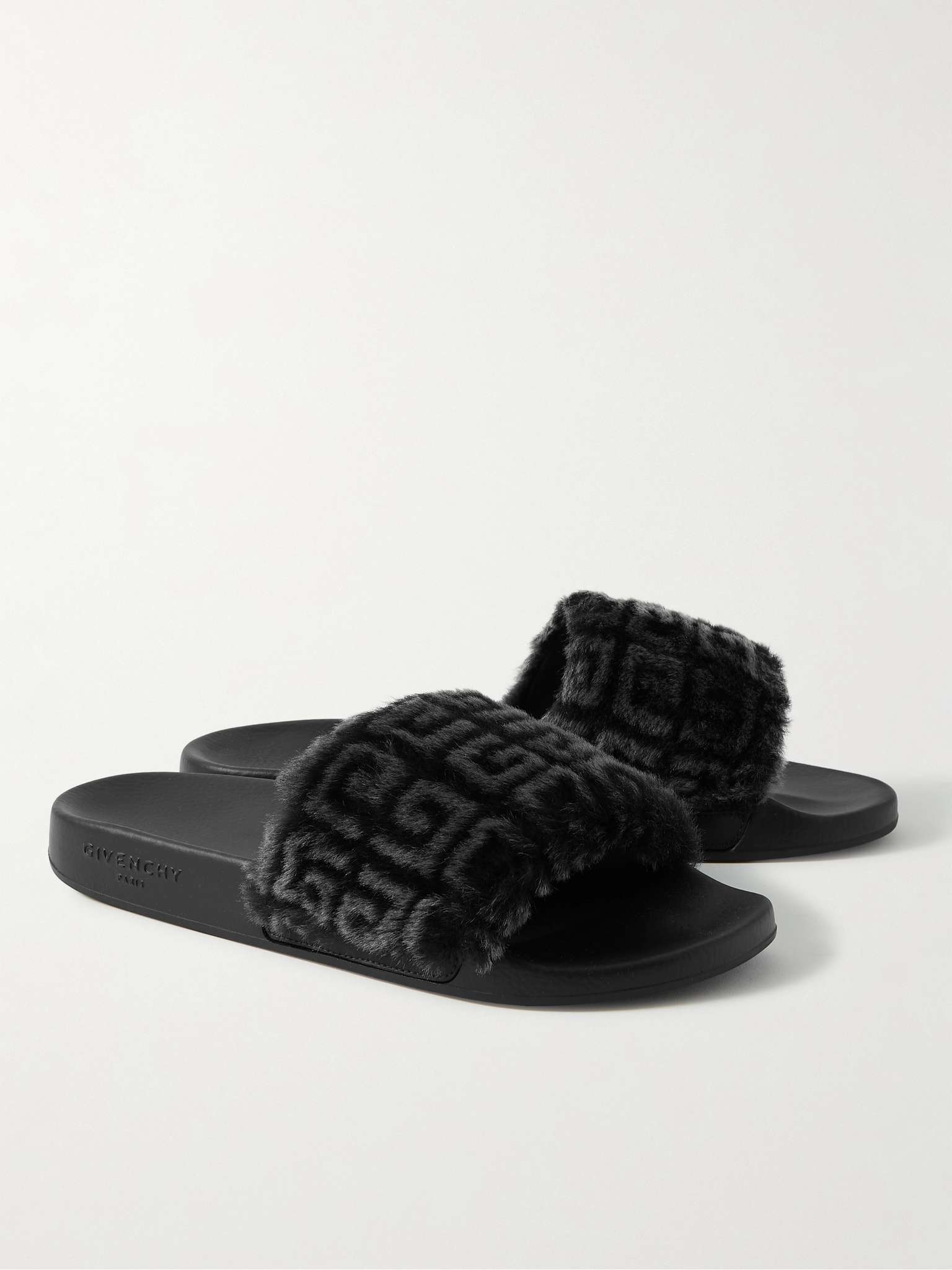 Printed Shearling and Rubber Slides - 3