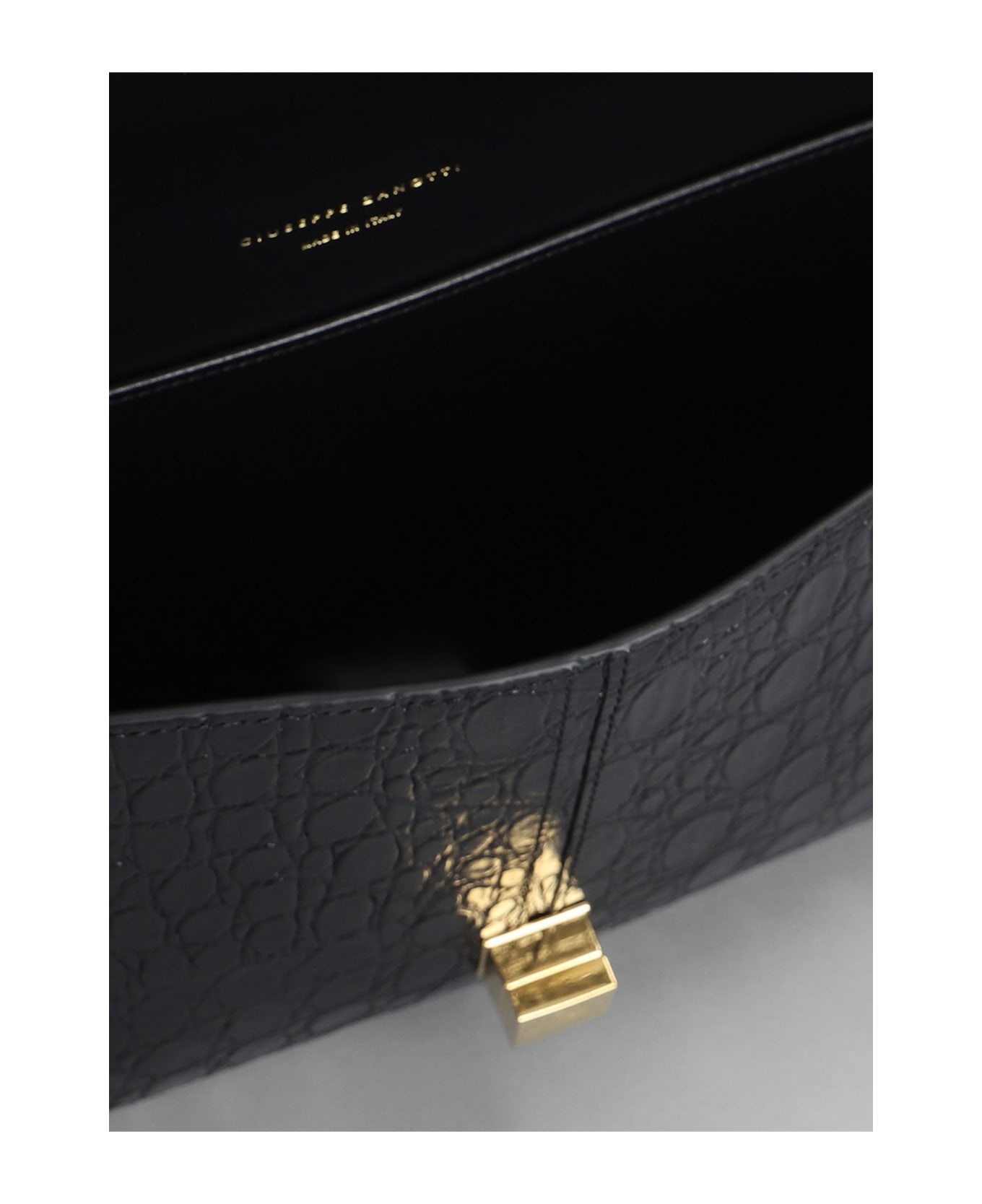 Montserrat Crocco Clutch In Black Leather - 4