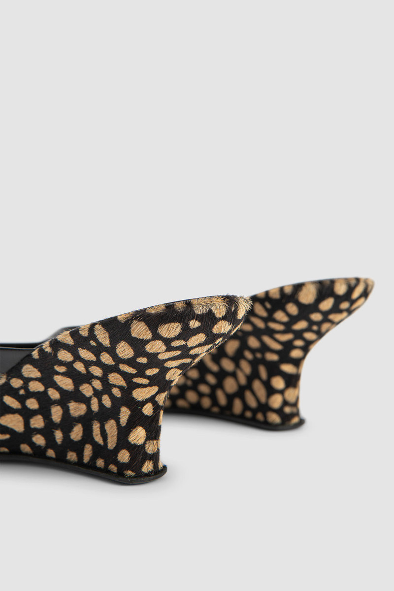 Caroo Black Cheetah Pony Hair Mule 7