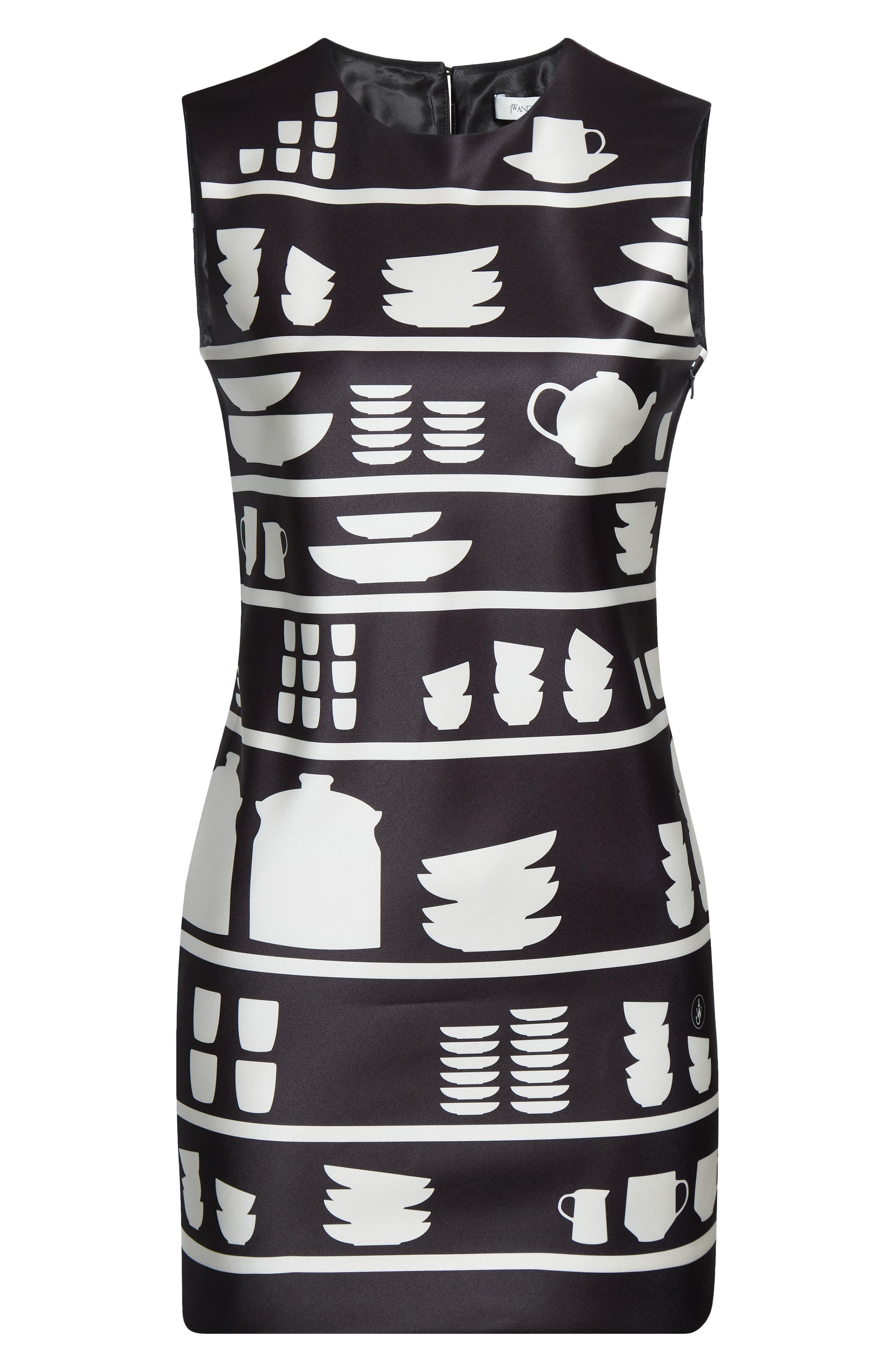 JW Anderson Crockery Print Shift Minidress in 901 Black/White at Nordstrom - 6