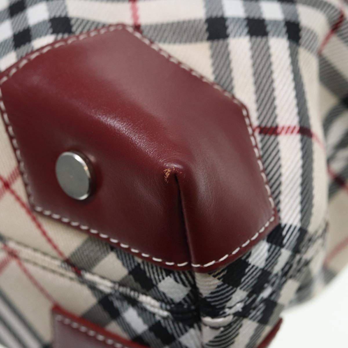 Burberry Nova Check Blue Label Hand Bag Nylon Beige Red - 16