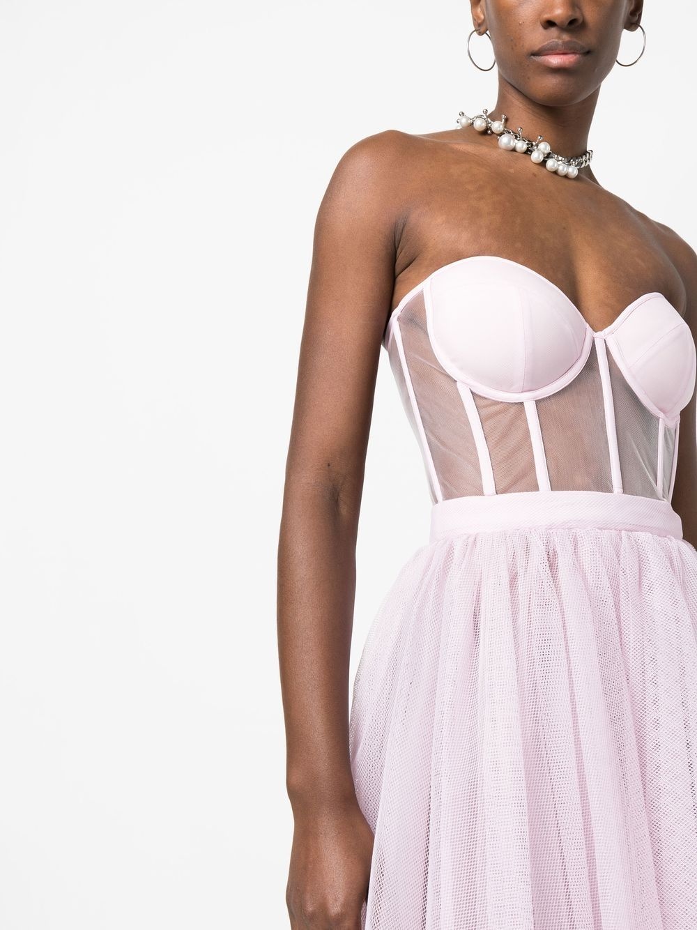 strapless boned-bodice dress - 5