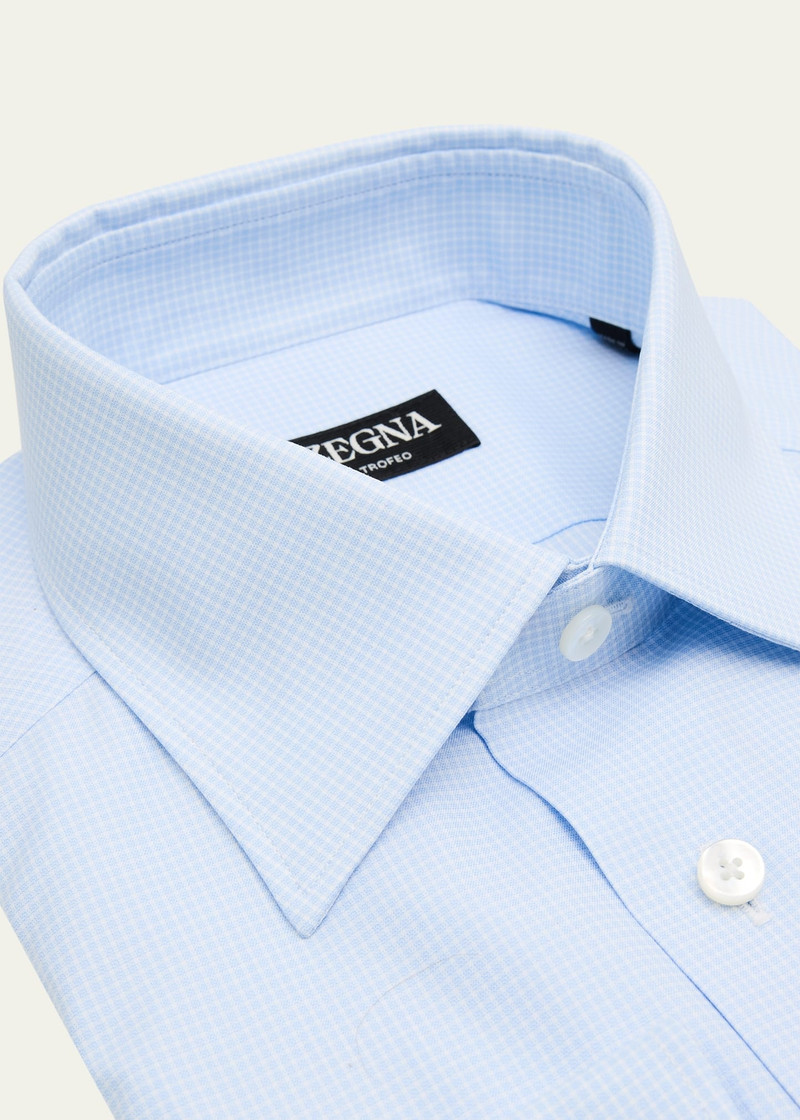 ZEGNA Men's Micro-Check Trofeo Cotton Dress Shirt outlook