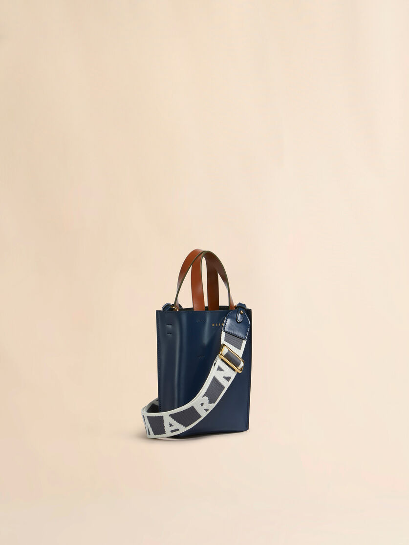 BLUE GRAY AND BROWN LEATHER MUSEO NANO BAG - 6