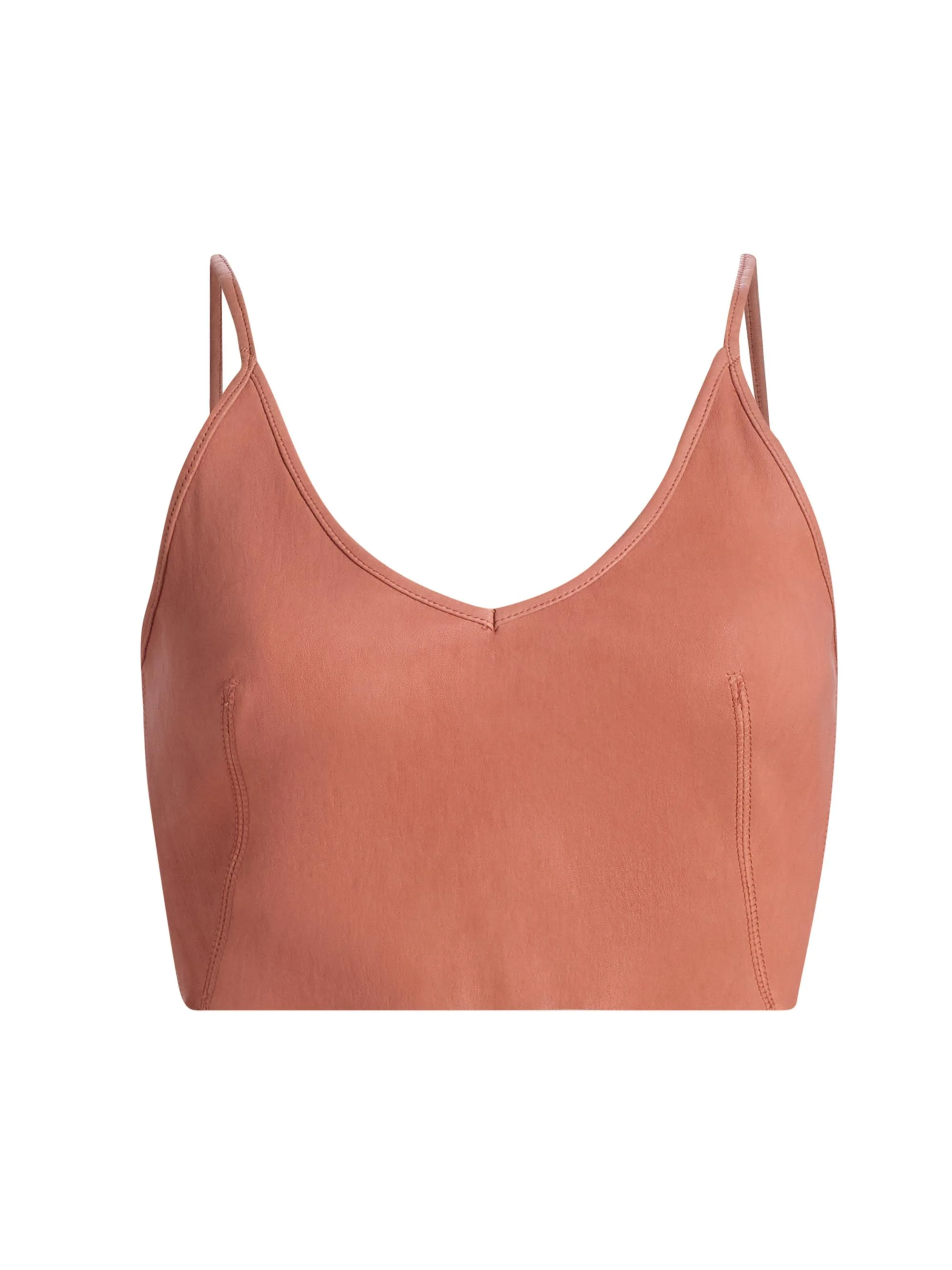 Women's Leather Crop Top - Coral - 1