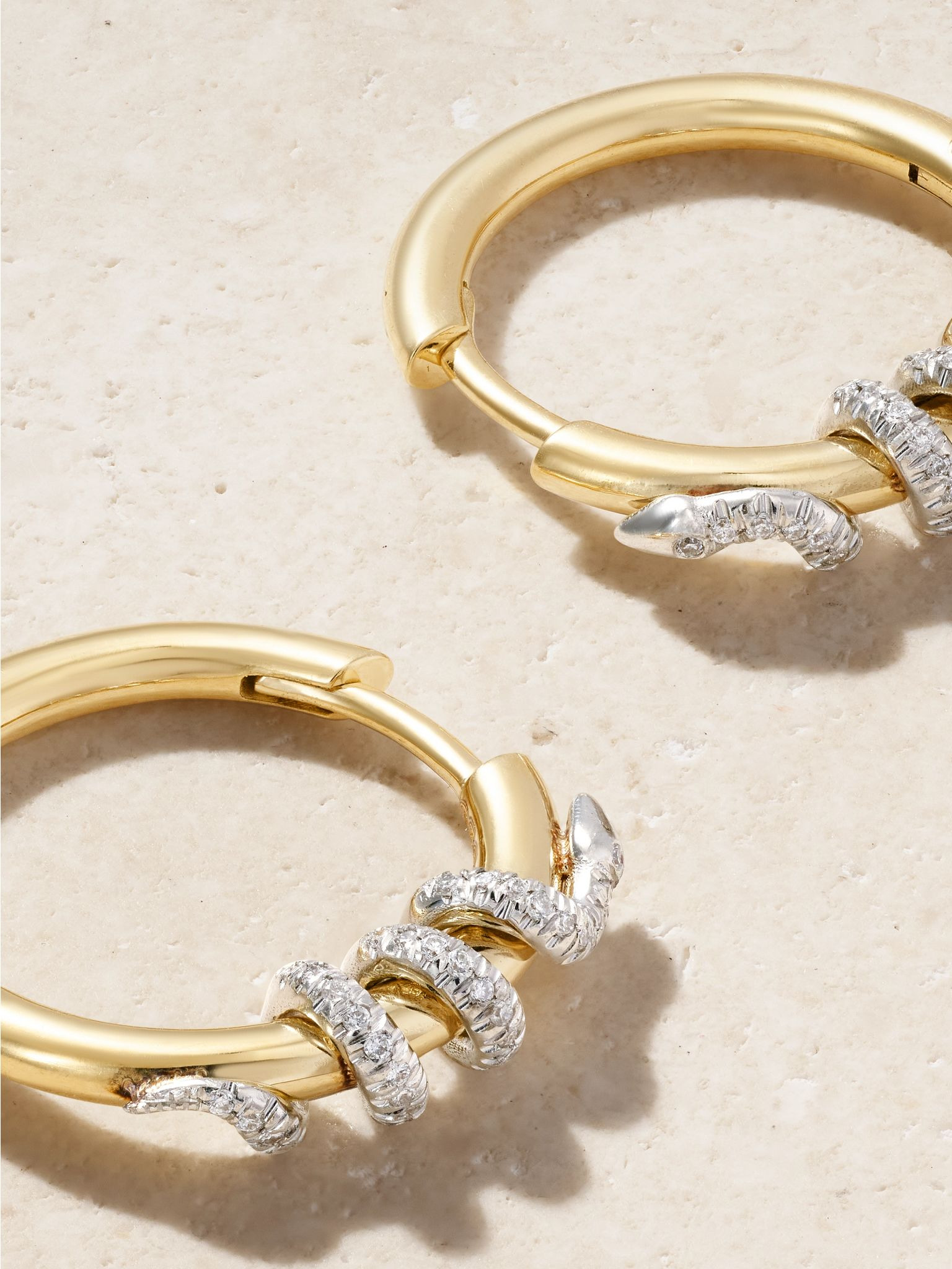 Twisted Boa 18-karat yellow and white gold diamond earrings Gold - 3