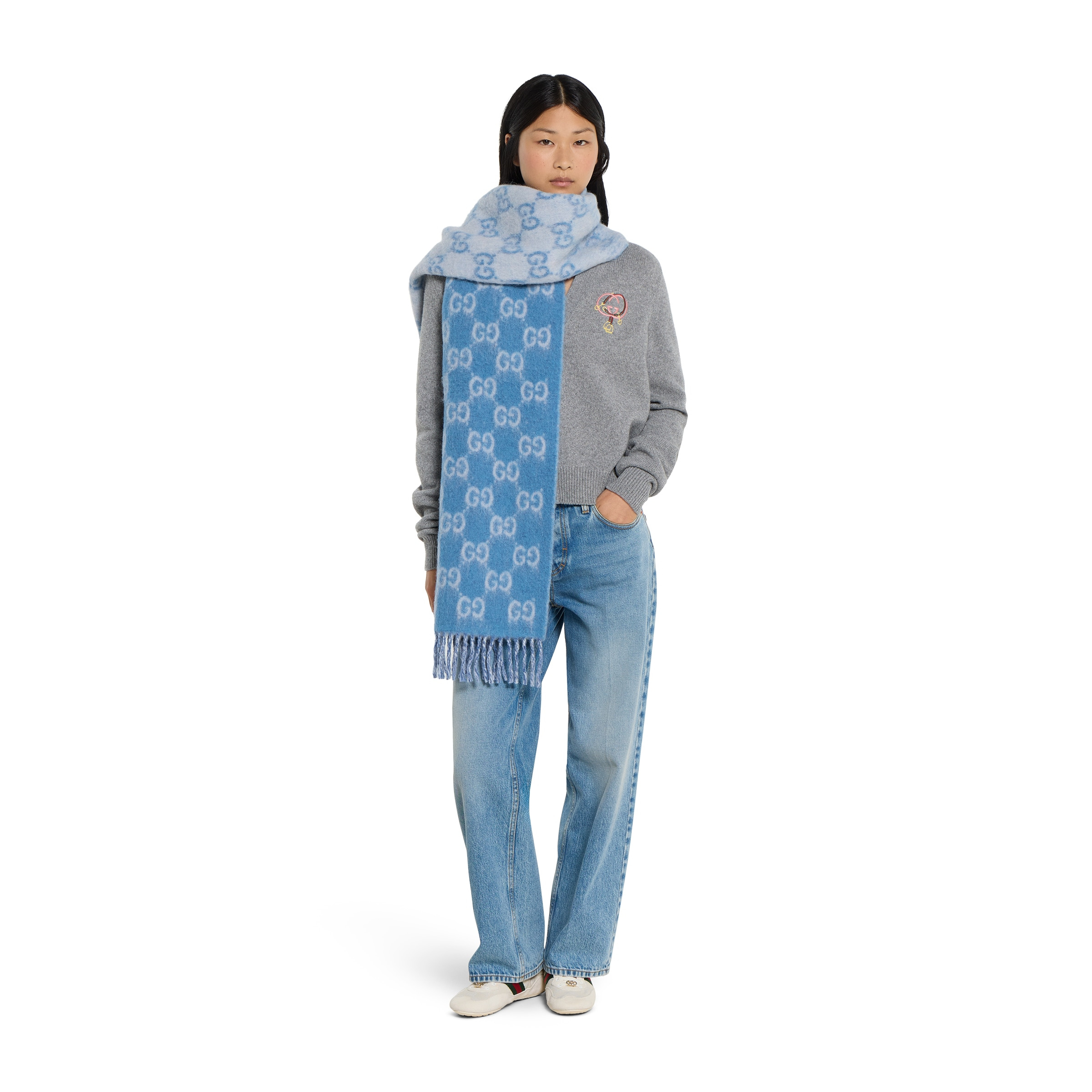GG alpaca wool blend scarf - 3