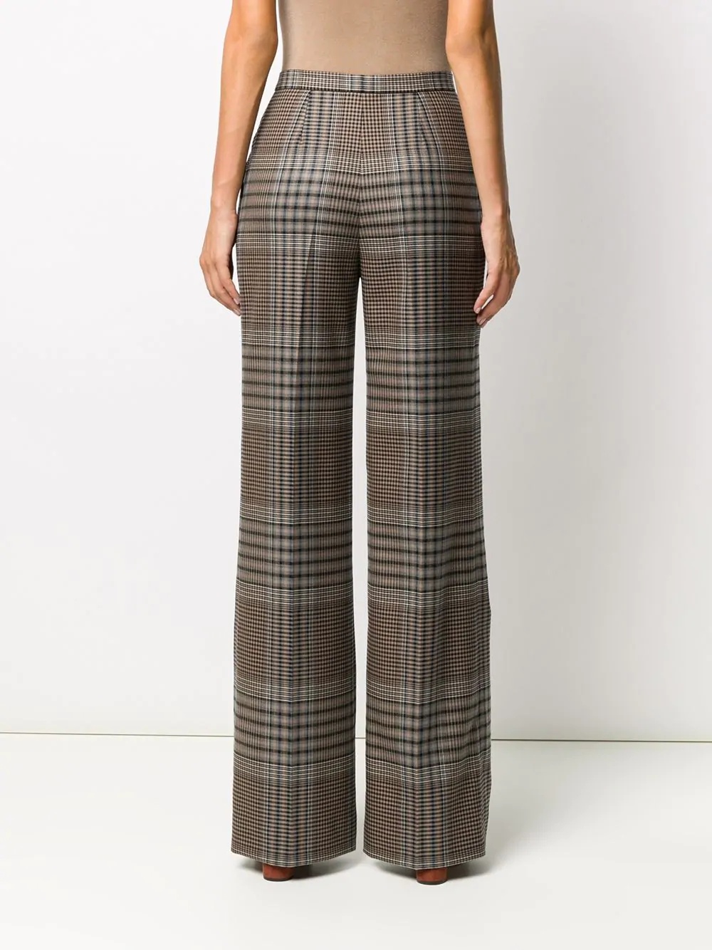 high-rise wide-leg plaid trousers - 4