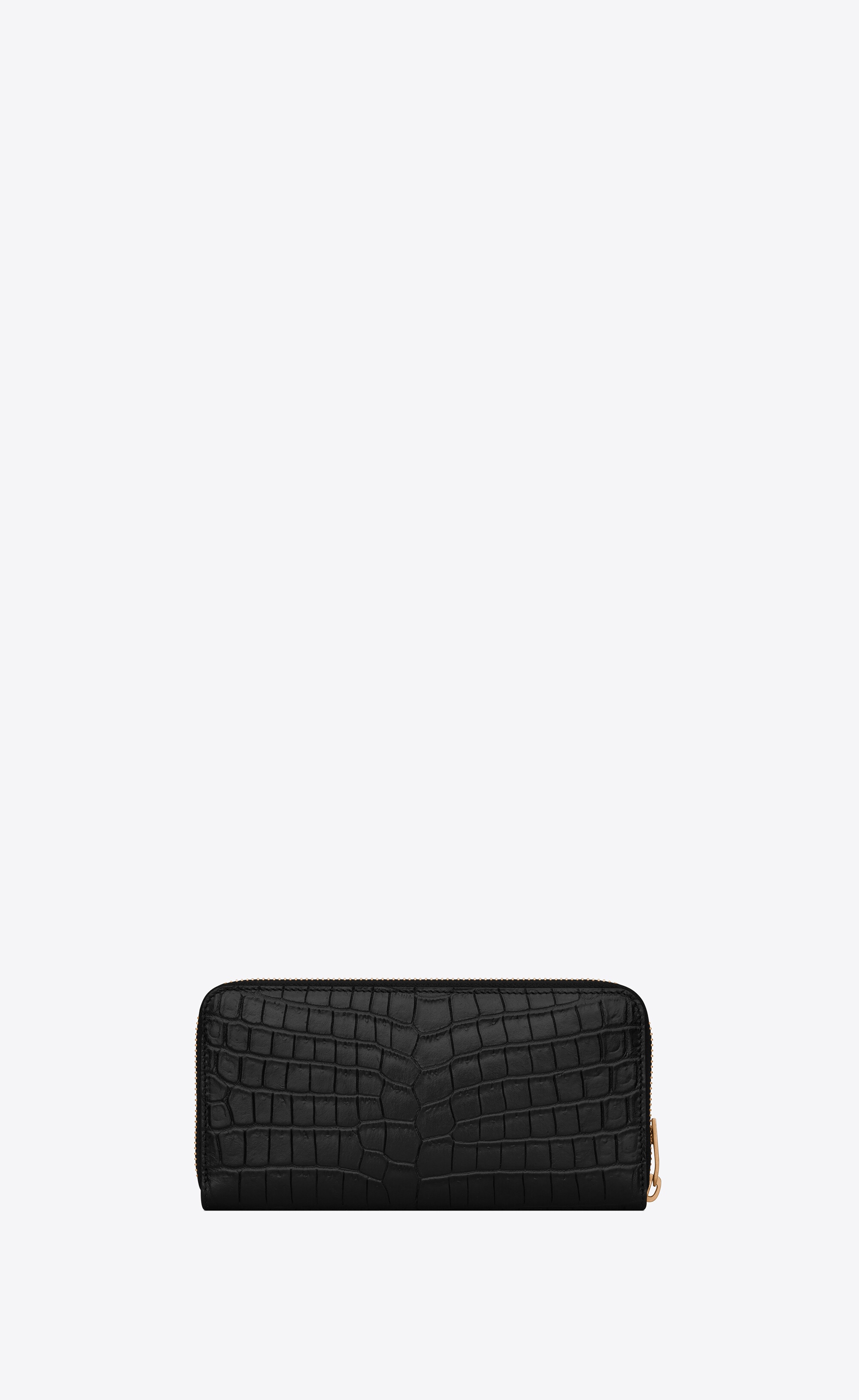 tiny cassandre zip-around wallet in crocodile-embossed matte leather - 2
