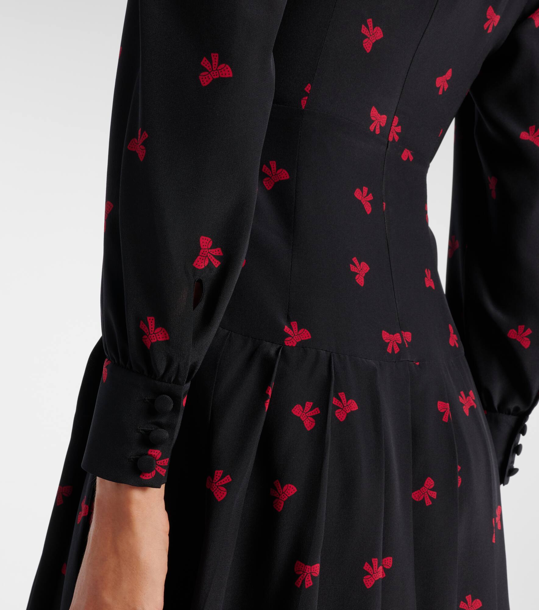 Bow-detail printed silk midi dress - 5