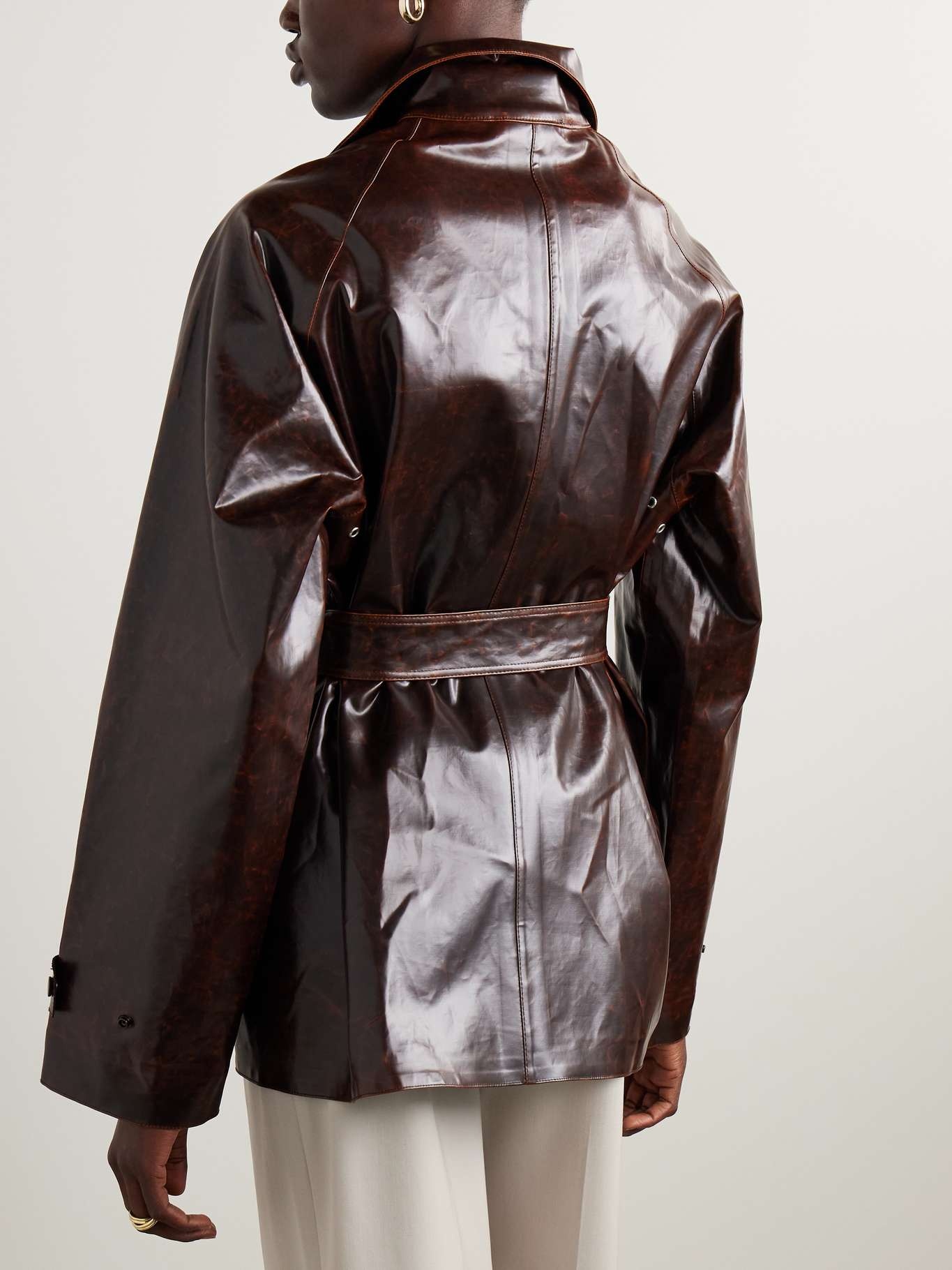 Finch belted coated cotton-blend jacket - 4