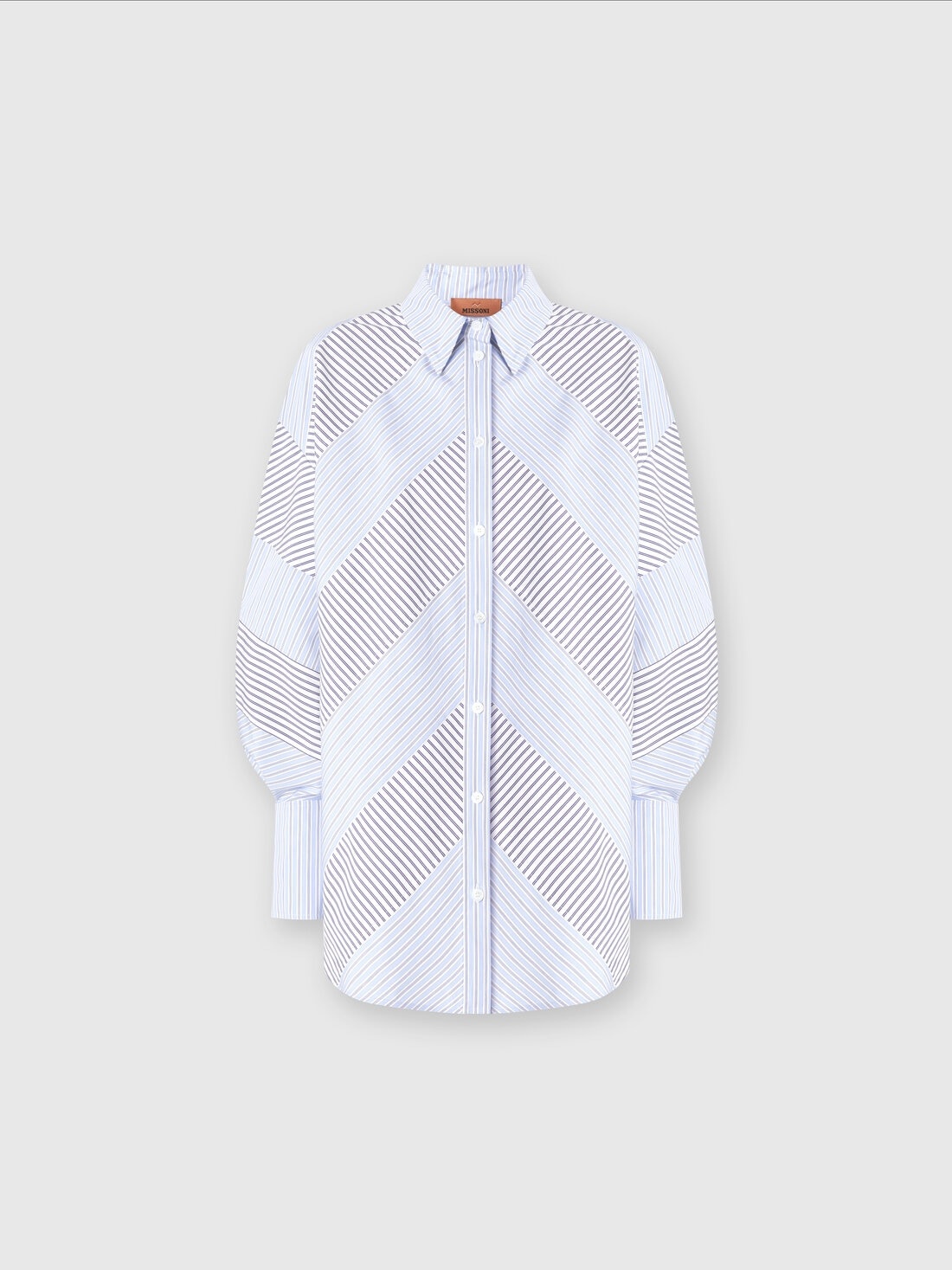 Striped cotton poplin shirt with wide sleeves - 1