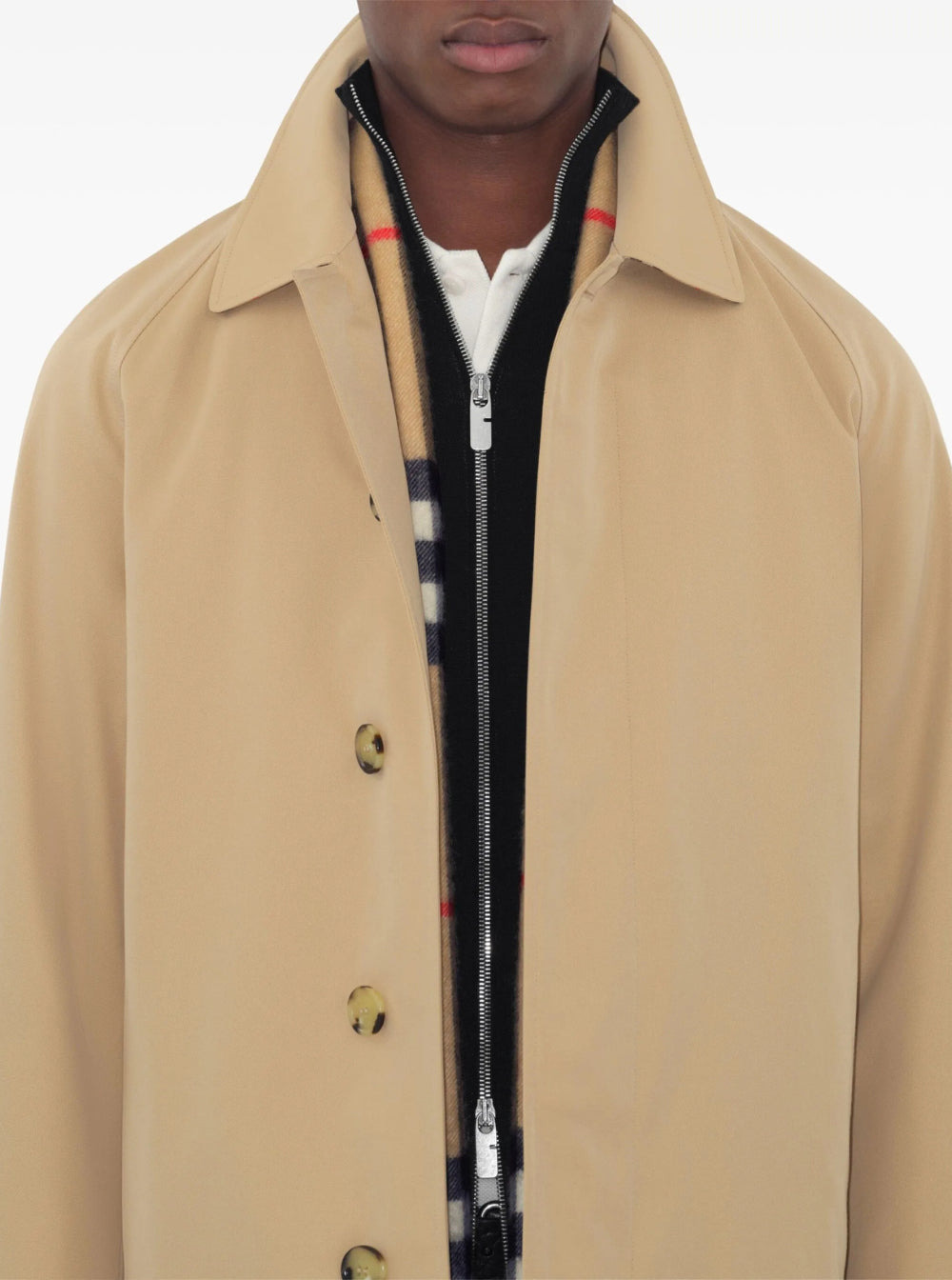 Burberry Men Beige Single-Breasted Coat With One Single Button In Cotton Man - 5