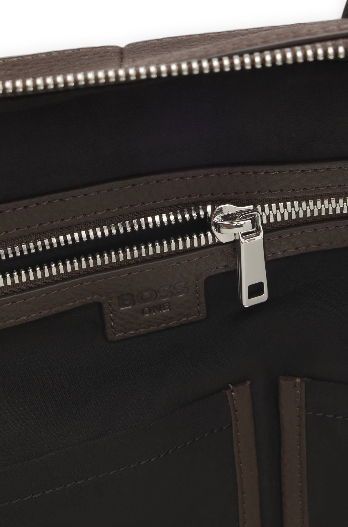 GRAINED-LEATHER HOLDALL WITH EMBOSSED LOGO - 6