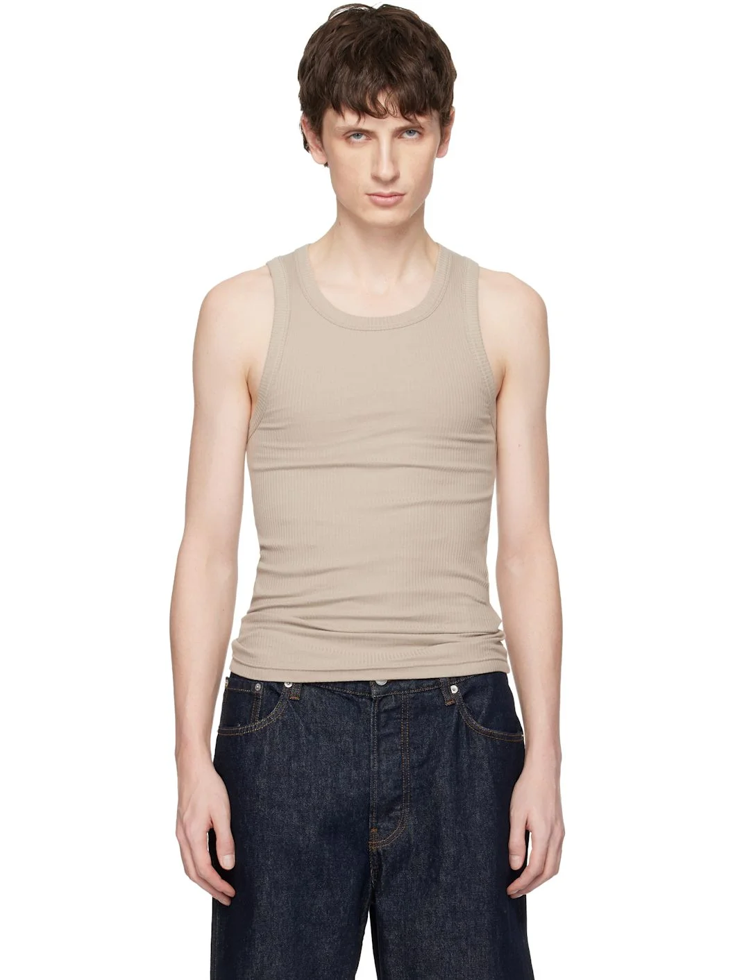 Taupe Base Rib Tank Top - 1
