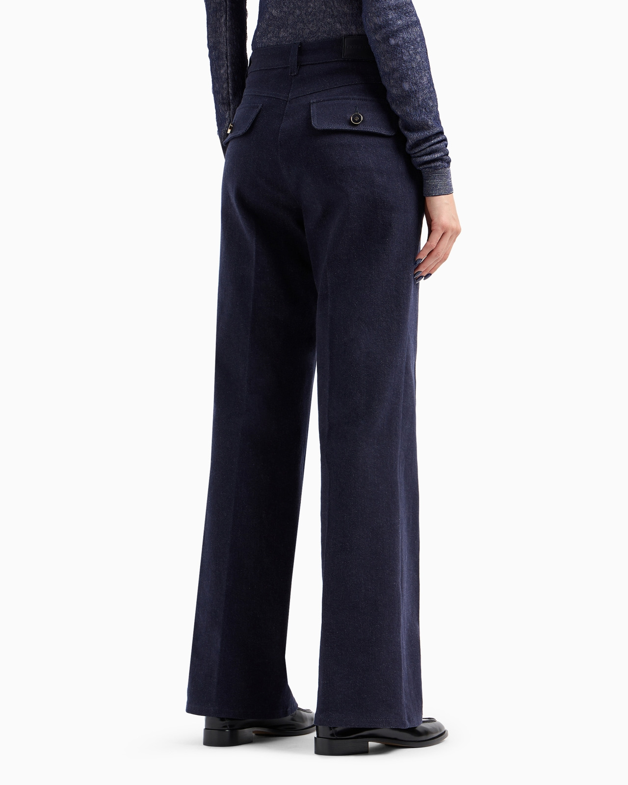 Denim Collection palazzo-style five-pocket trousers in stretch denim - 3