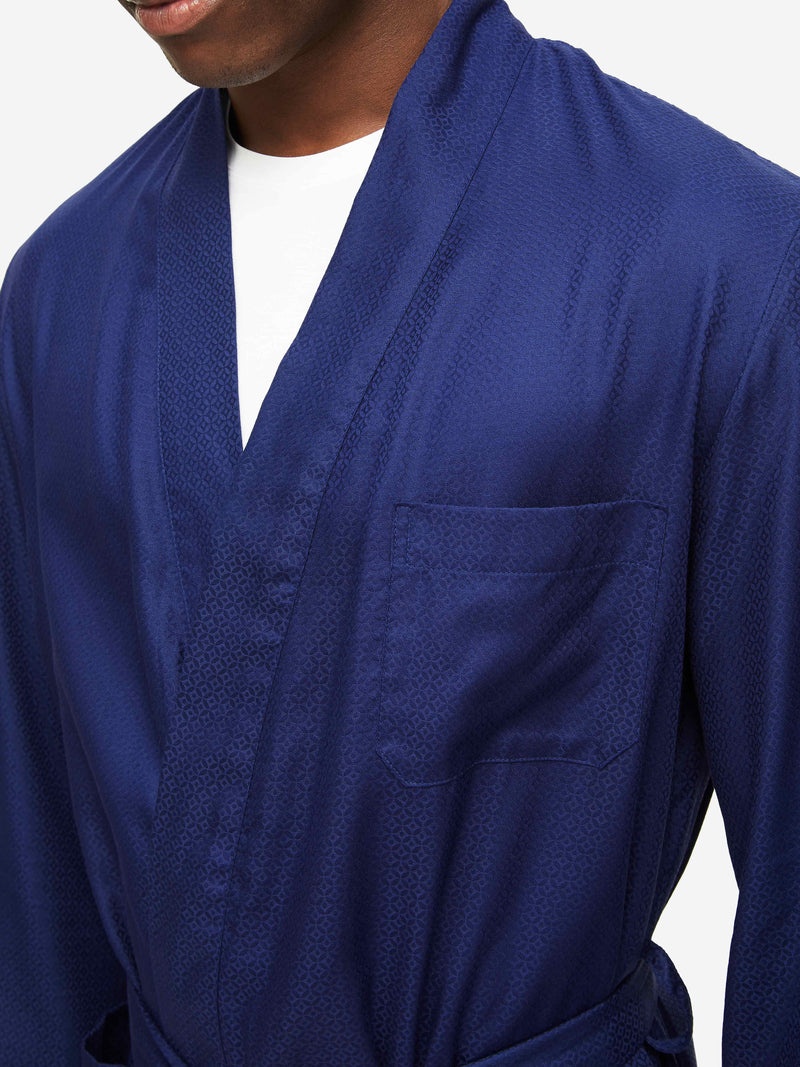 Men's Lounge Gown Lombard 6 Cotton Jacquard Navy - 5