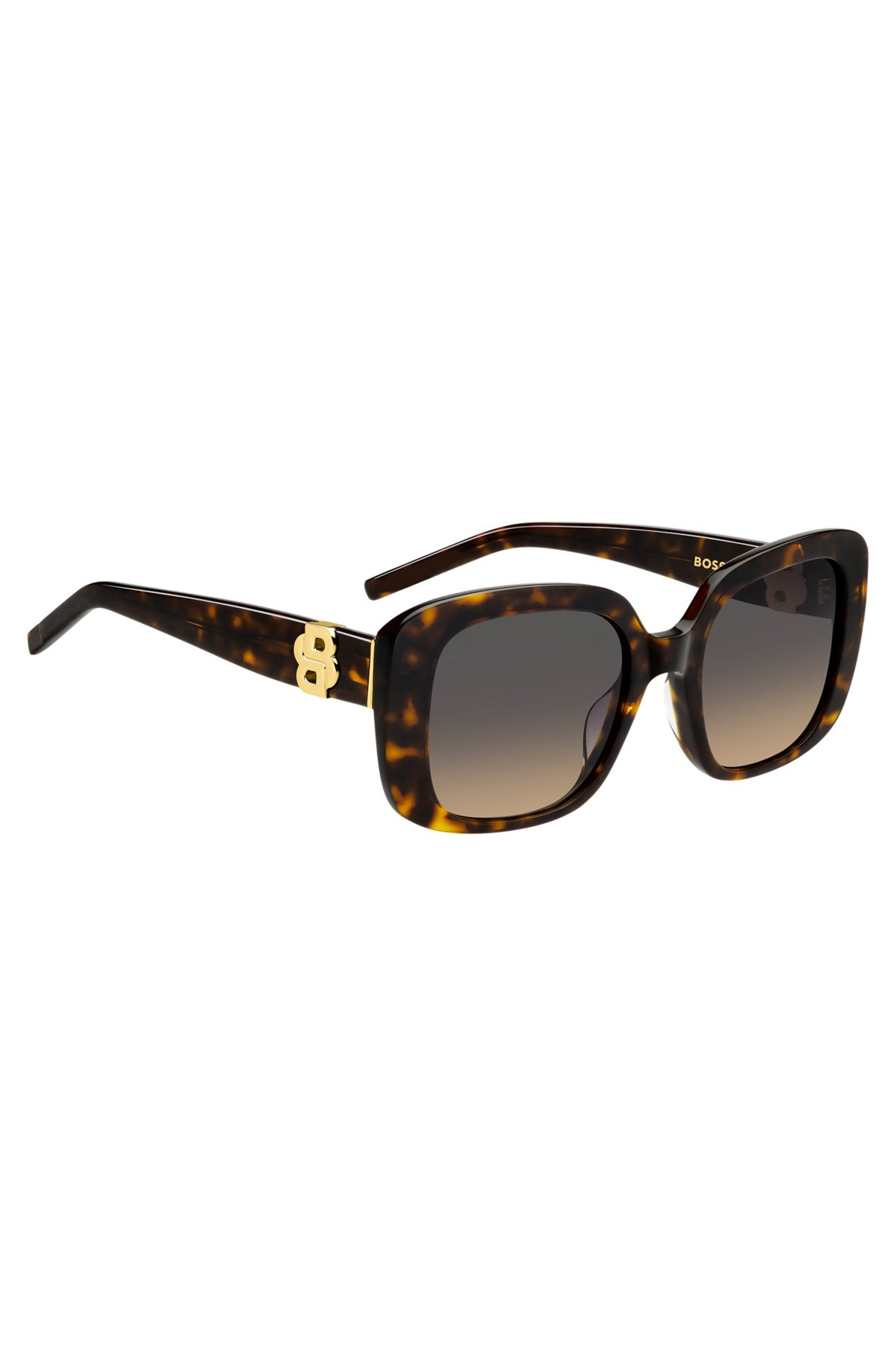 HAVANA-ACETATE SUNGLASSES WITH GOLD-TONE DOUBLE B MONOGRAM - 4