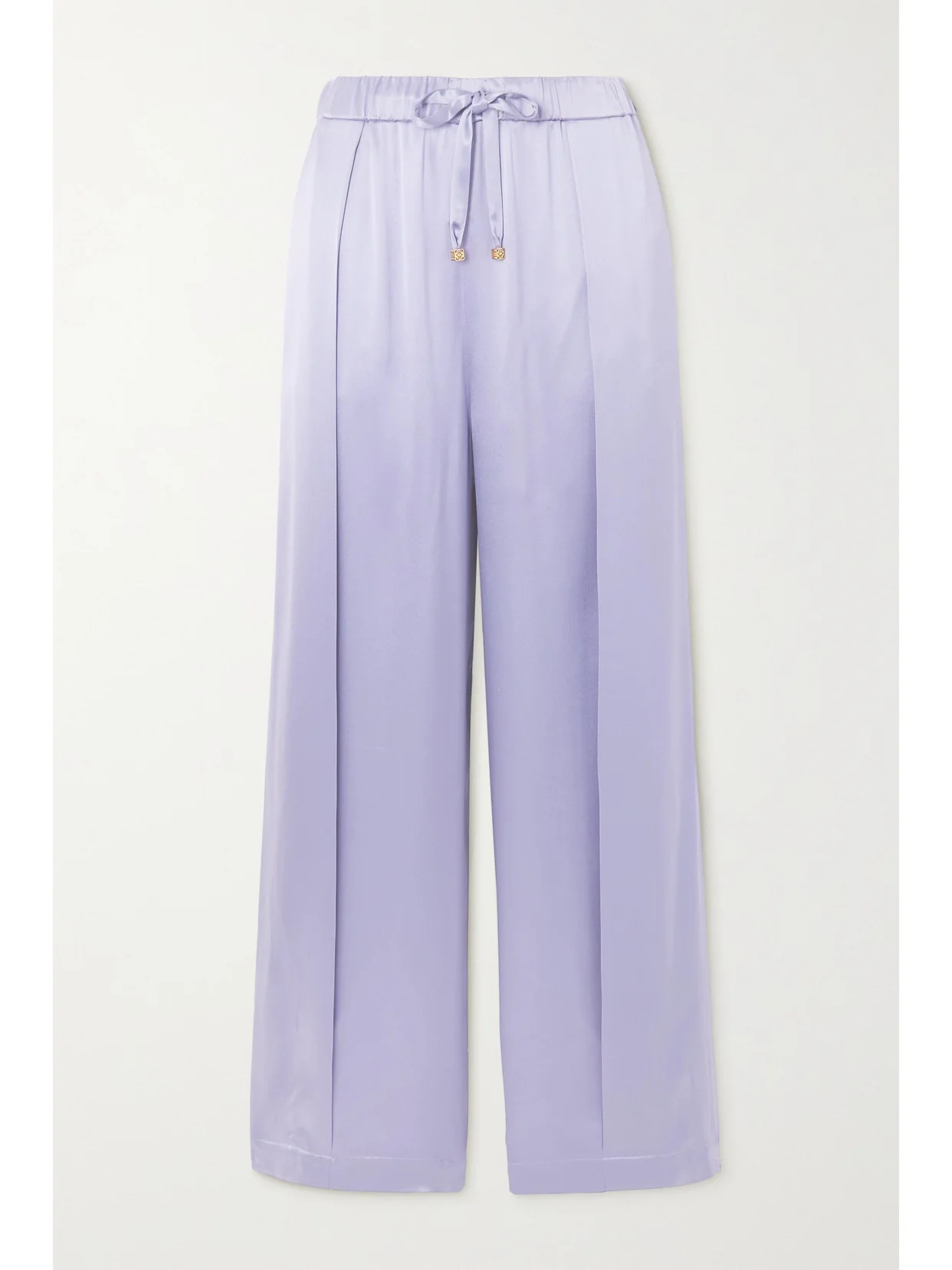 Anagram Pleated Embroidered Silk-satin Pants - 1