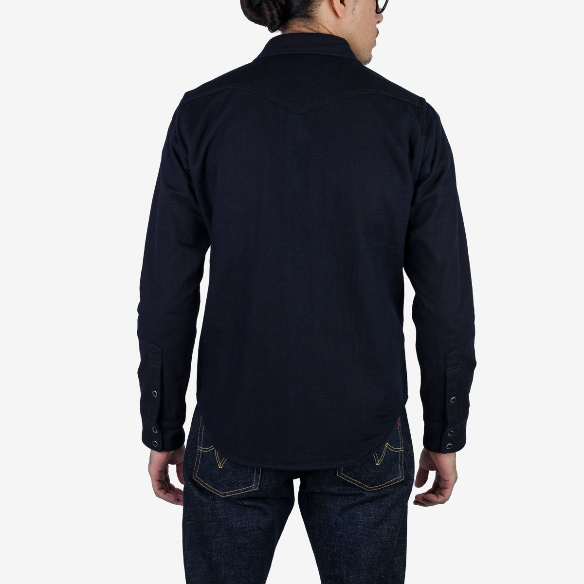 IHSH-368-IND 14oz Double Cloth Western Shirt - Indigo - 4