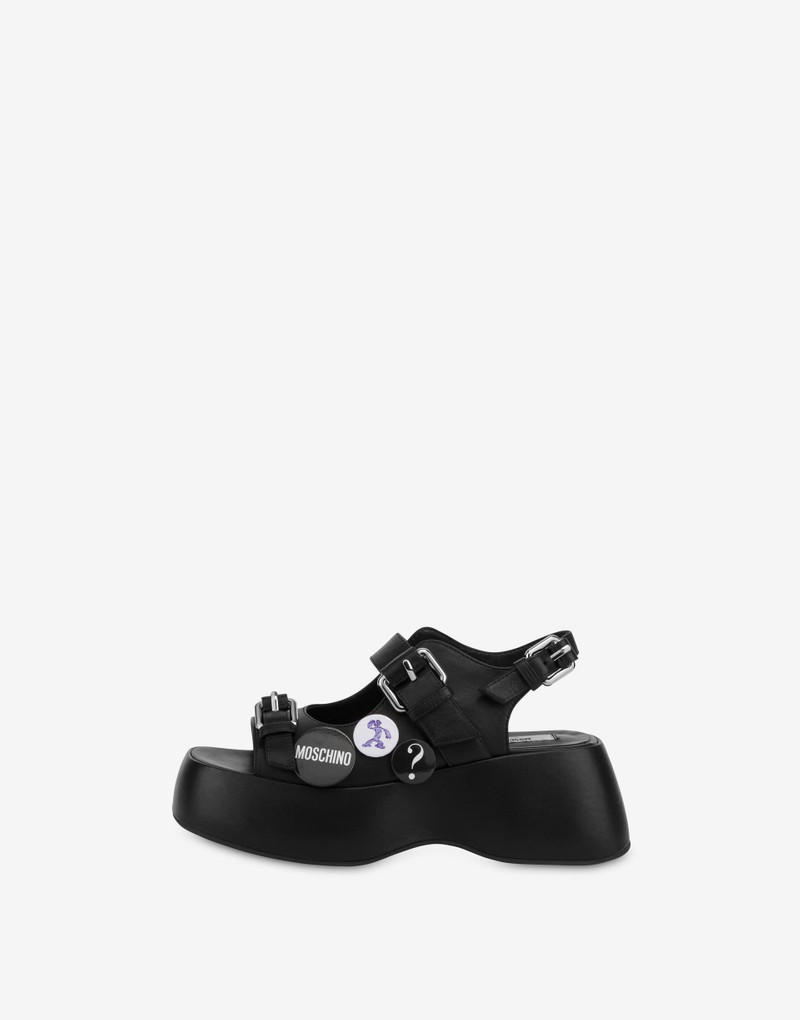 Moschino PLATFORM SANDALS IN CALFSKIN MOSCHINO PINS outlook