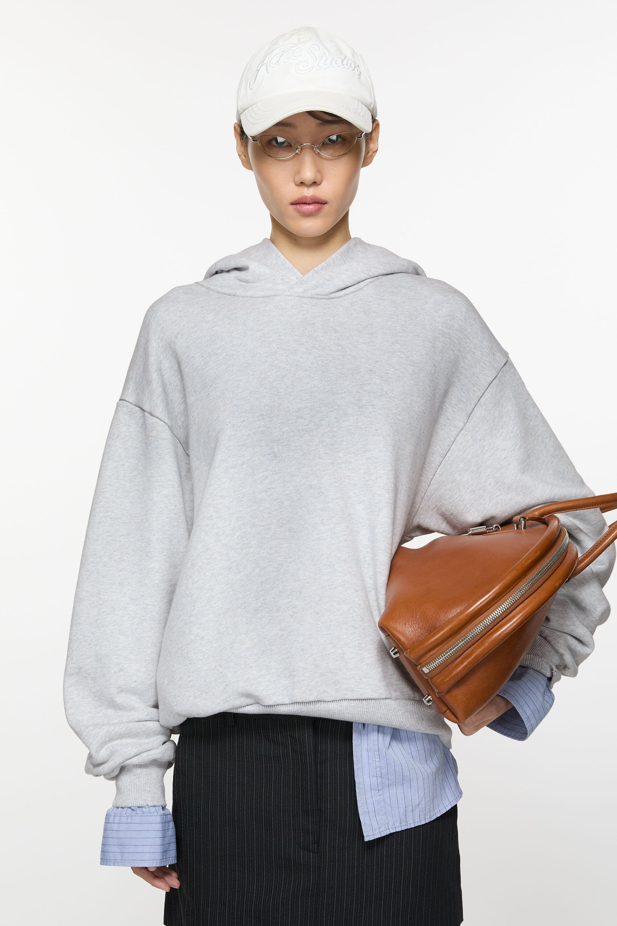 Logo hooded sweater - Pale Grey Melange - 3
