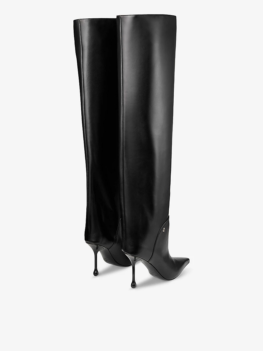 Cycas pointed-toe leather heeled knee-high boots - 3