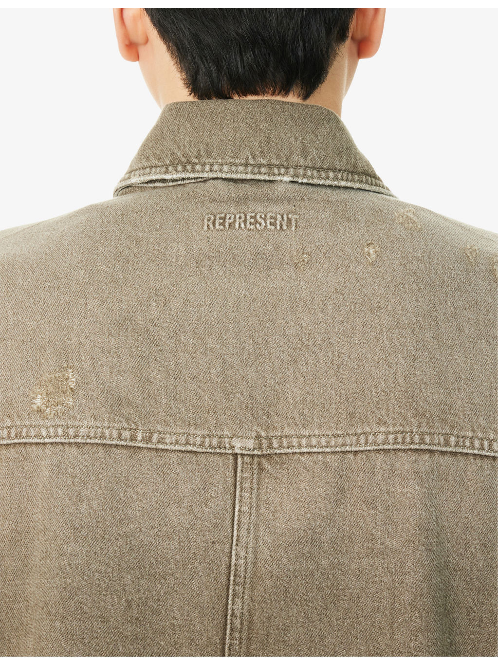 Distressed Collared Denim Jacket - 6