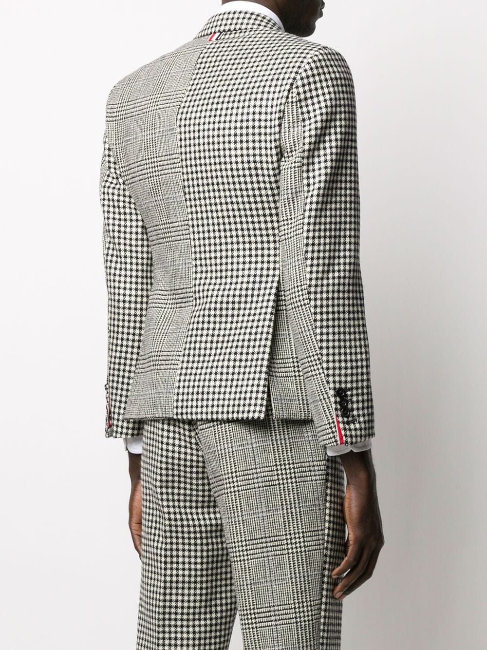 mixed check wool blazer - 4