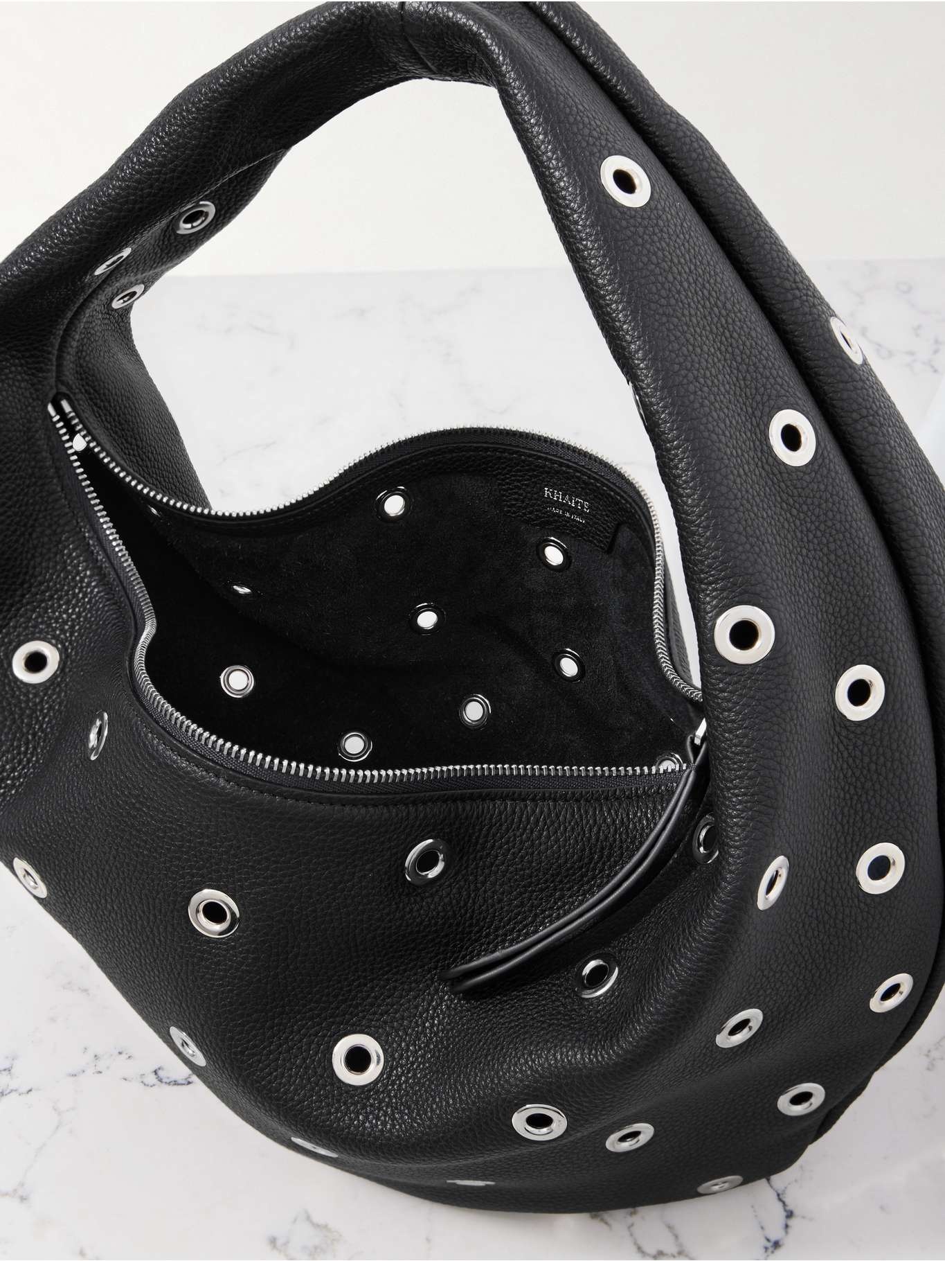 Olivia medium embellished textured-leather tote - 5