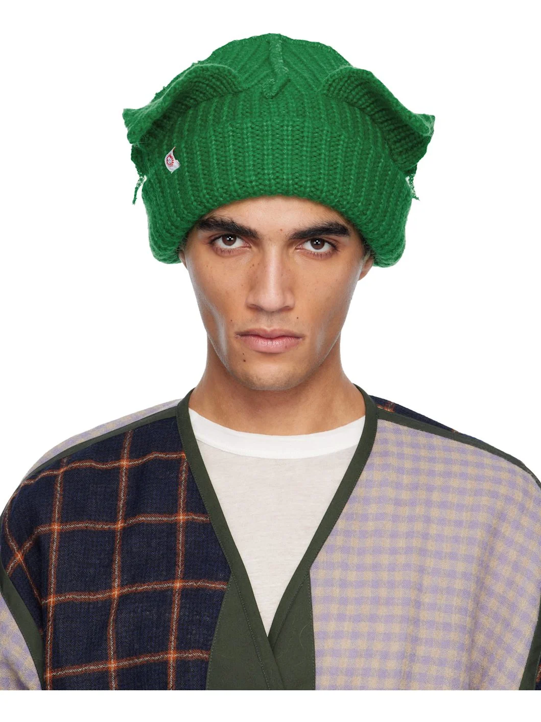 Green Mohair Chunky Ears Beanie - 1
