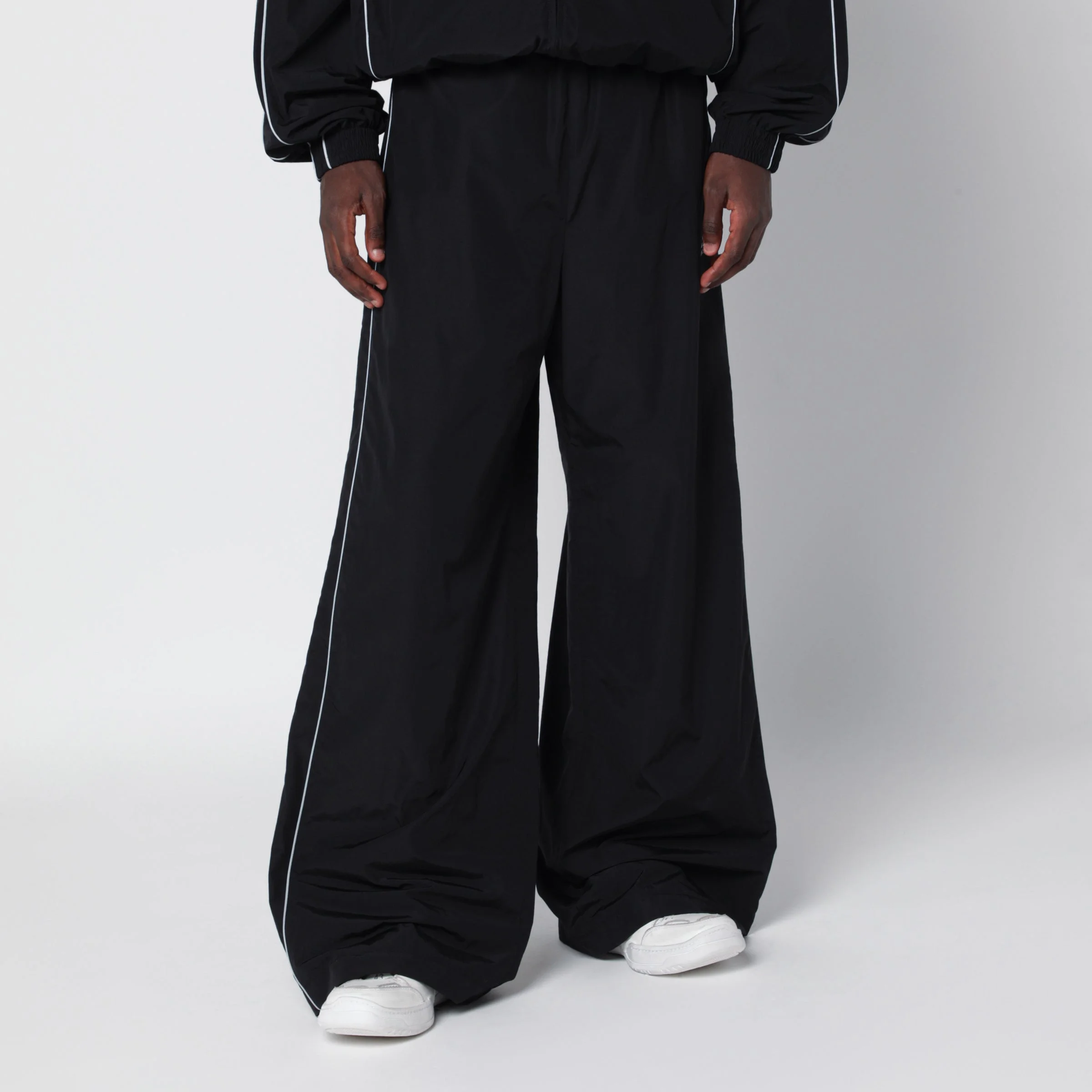 Black track trousers in cotton blend - 1