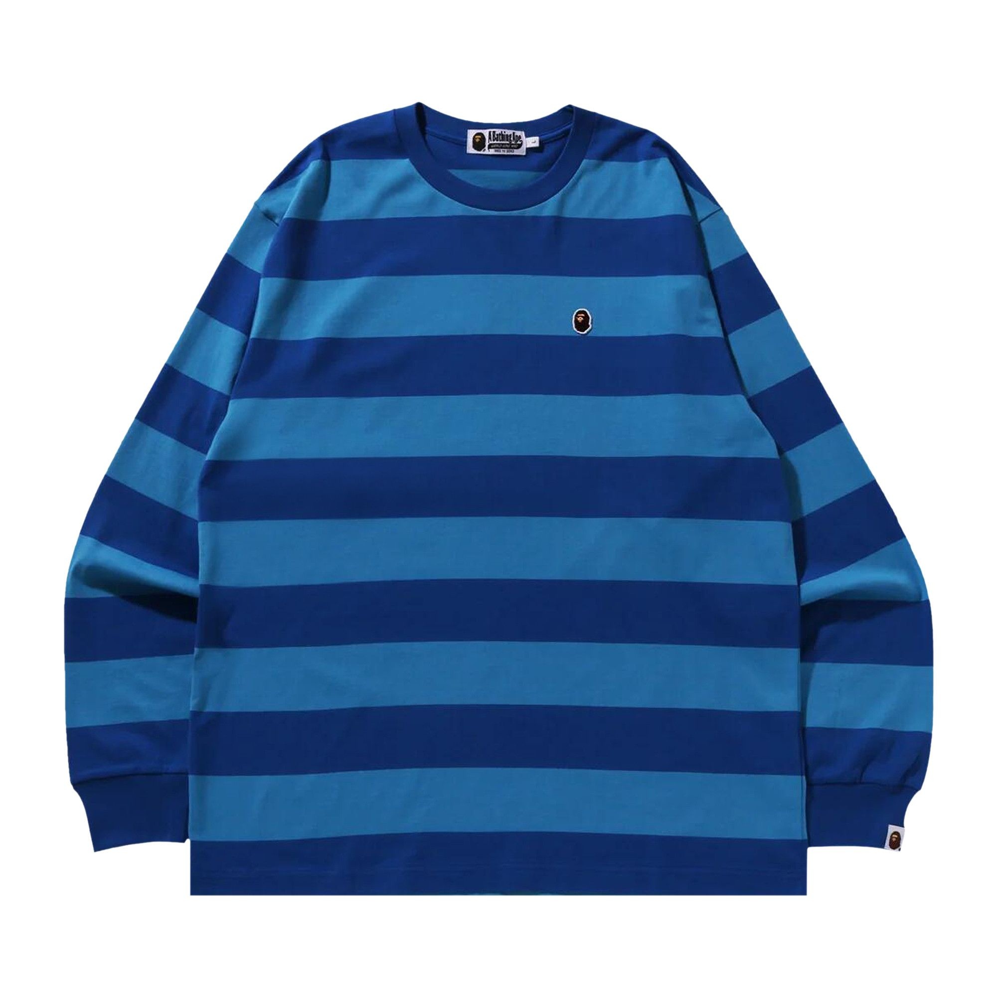 BAPE Ape Head One Point Hoop Long-Sleeve Tee 'Blue' - 1