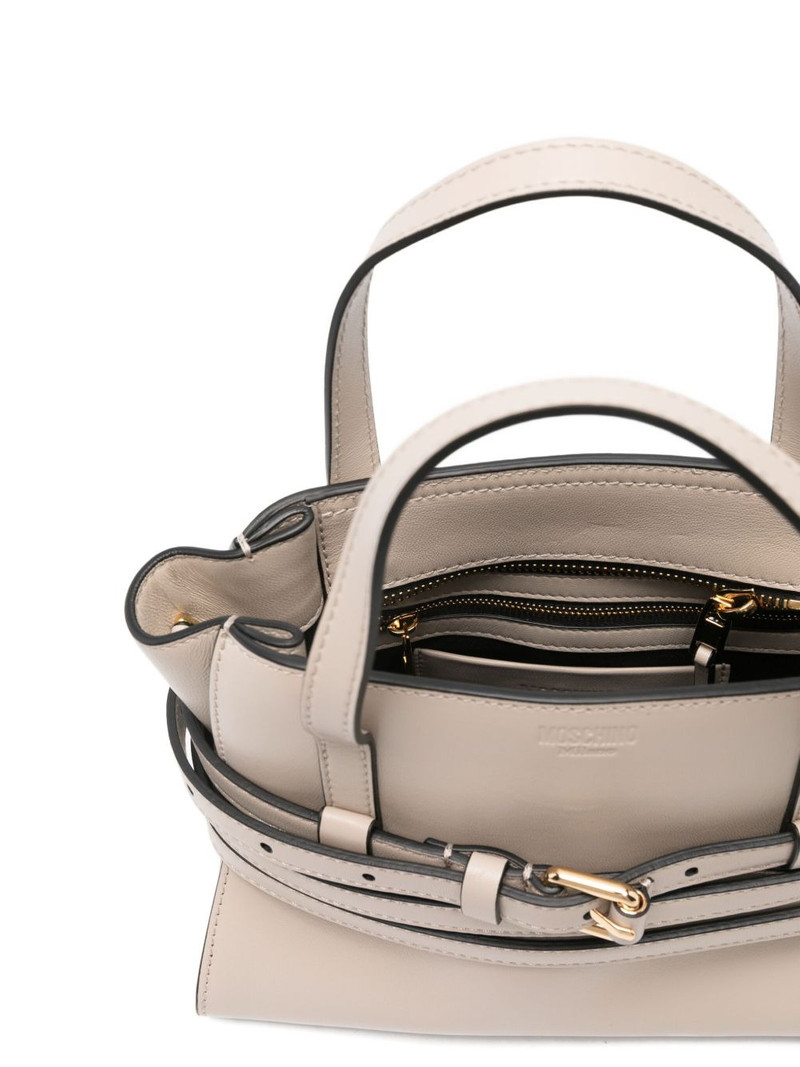 belted leather tote bag 5