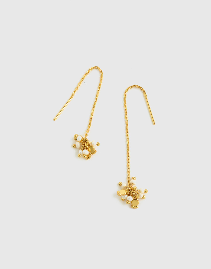 Freshwater Pearl Cluster Threader Earrings 1