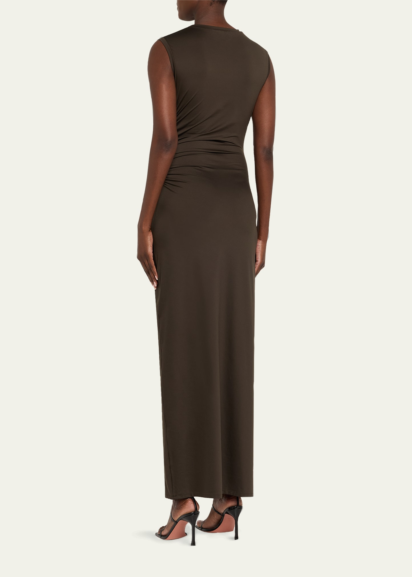 Ruched Fluid Jersey Sleeveless Maxi Dress - 3