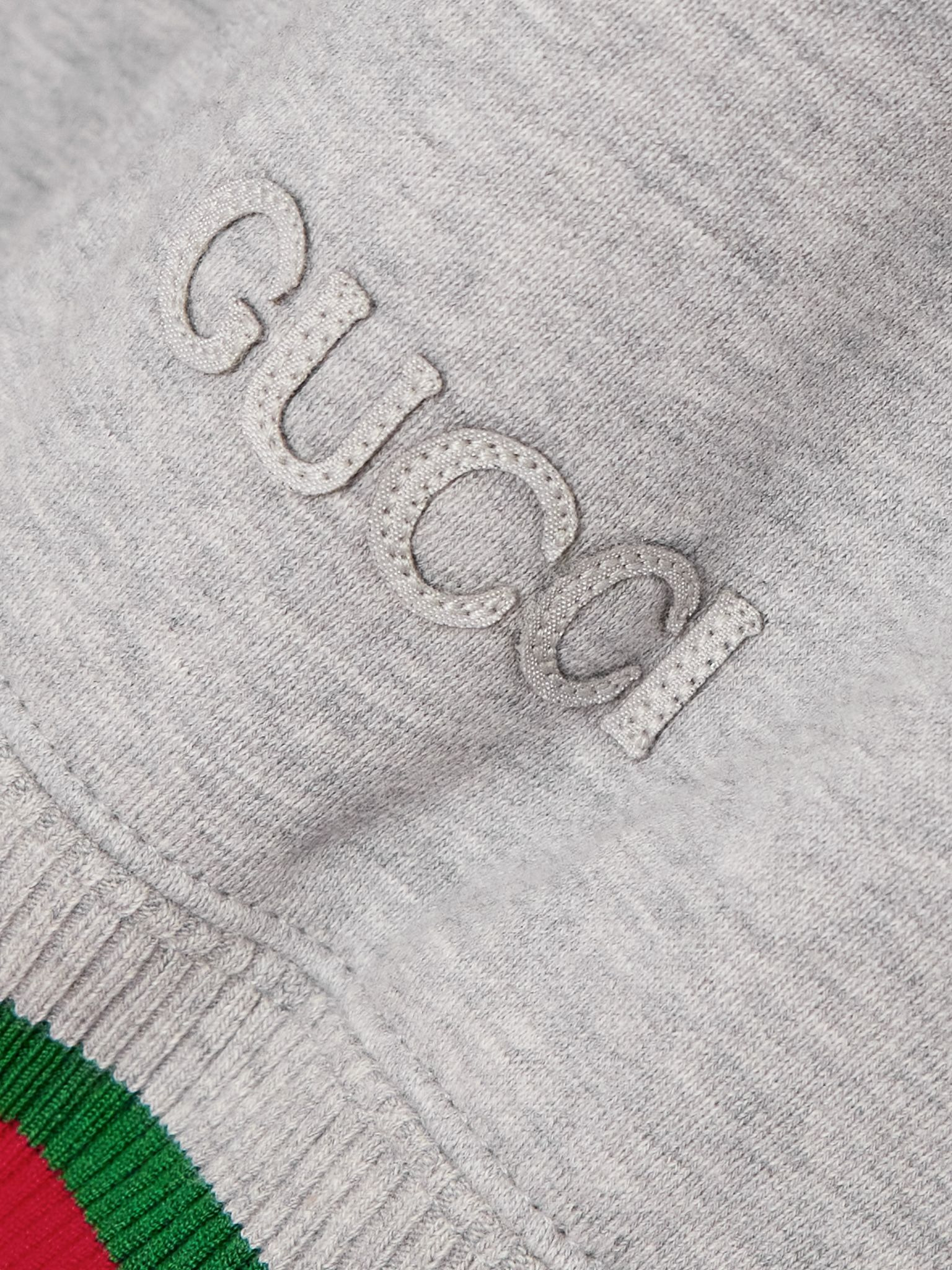 Appliquéd striped cotton-jersey half-zip sweatshirt Gray - 4