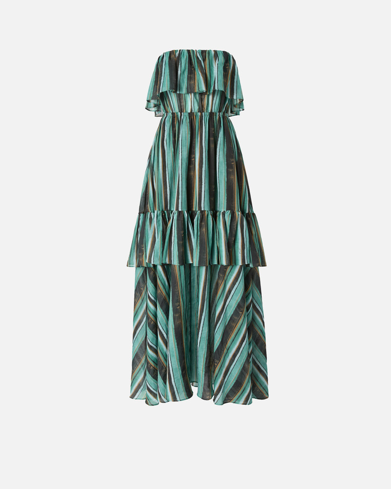 LONG MUSLIN DRESS WITH BRUSHED STRIPED PRINT 1