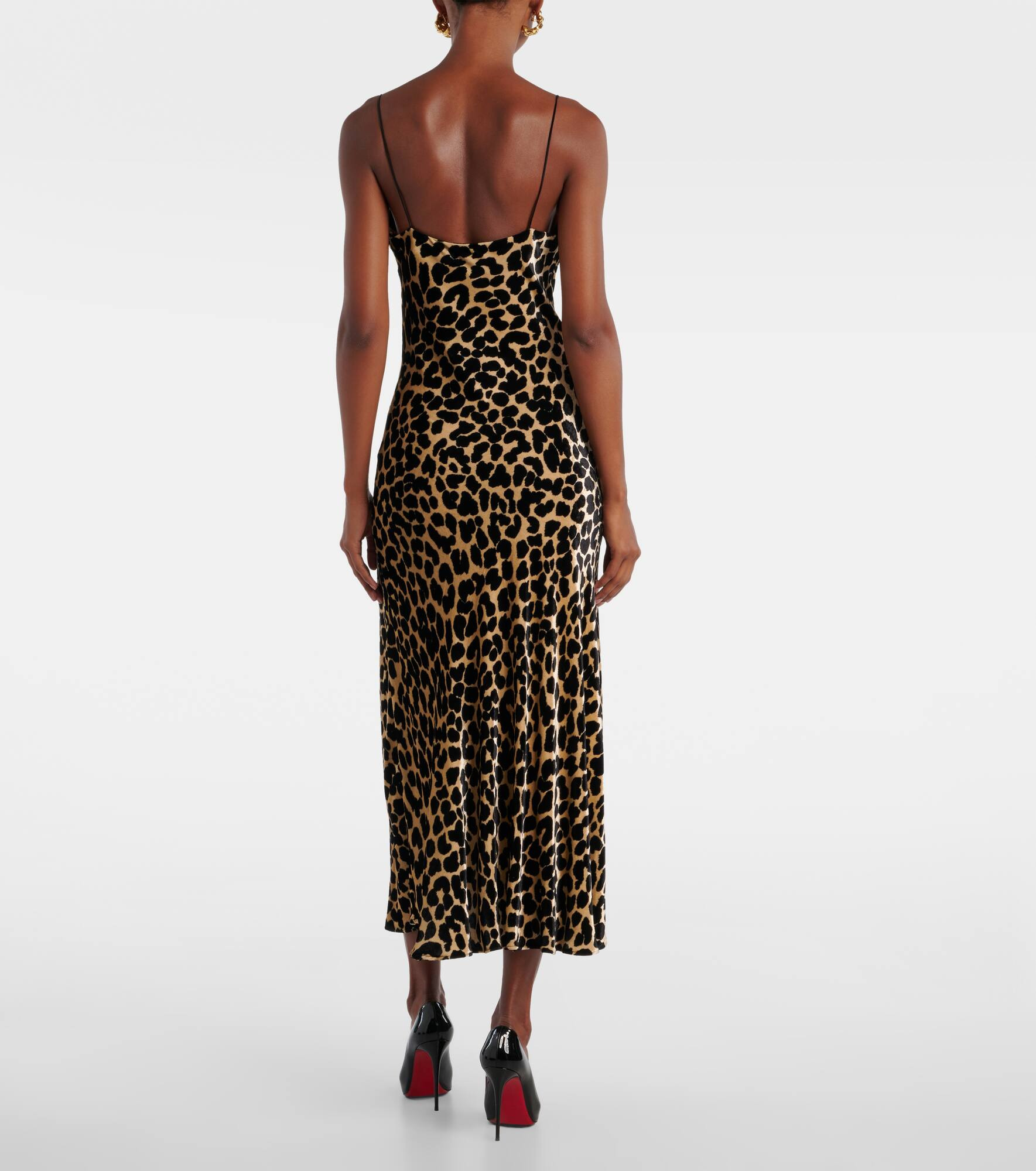 Leopard-print velvet midi dress - 3