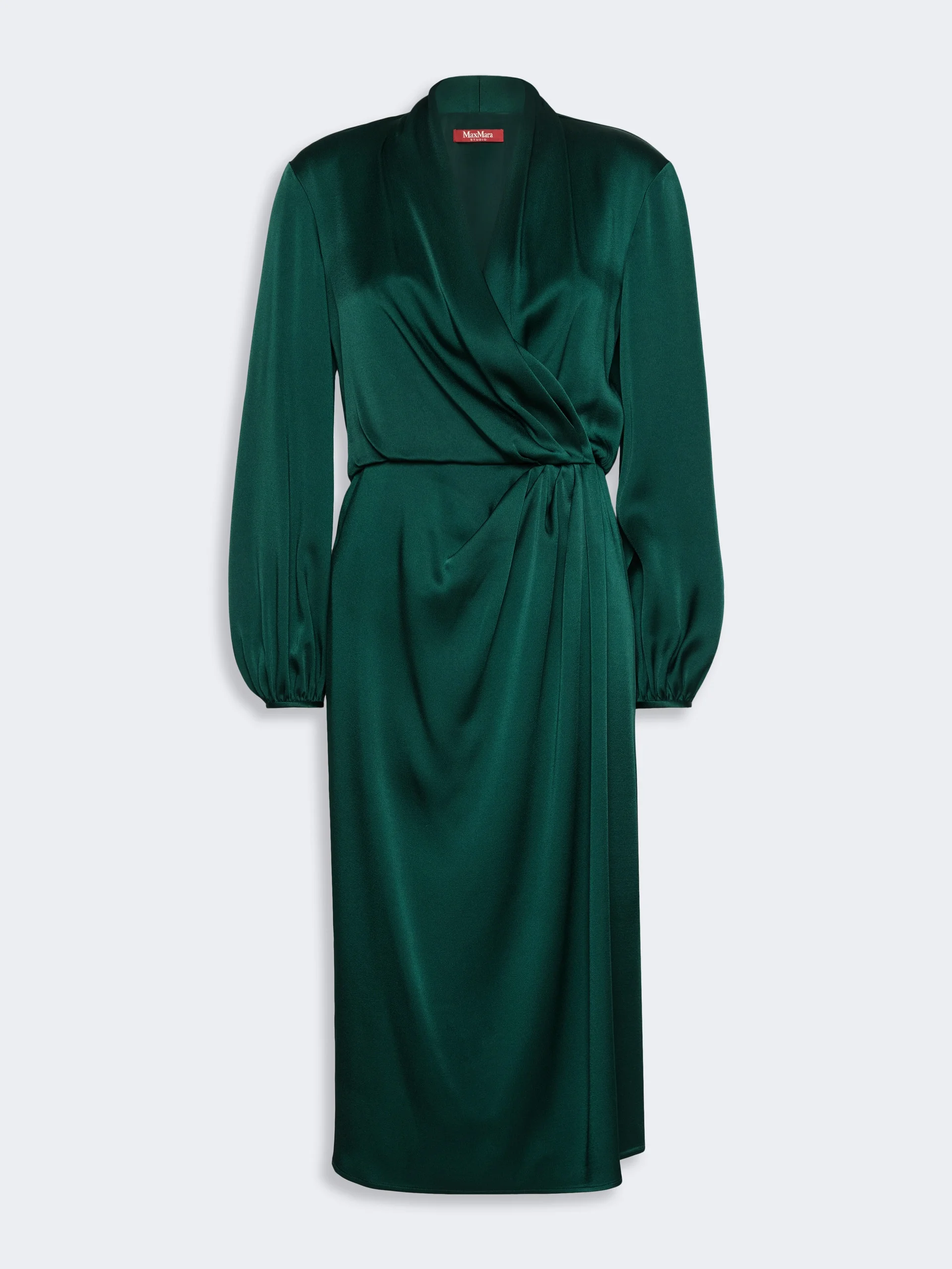 MISS Flowing envers satin dress - DARK GREEN - 1